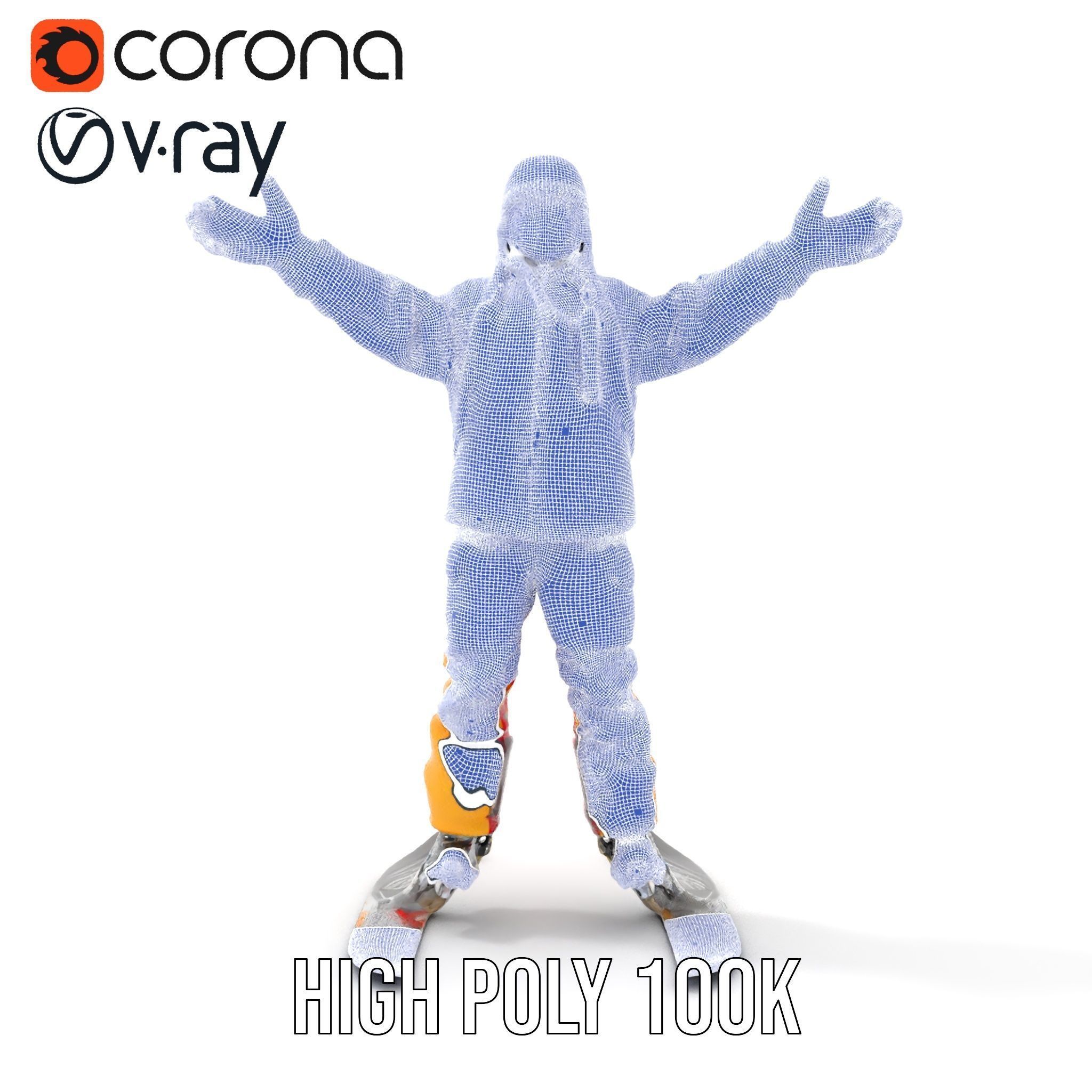 Ski Enthusiast Character Rigged and Animated for Games Low-poly 3D model_32