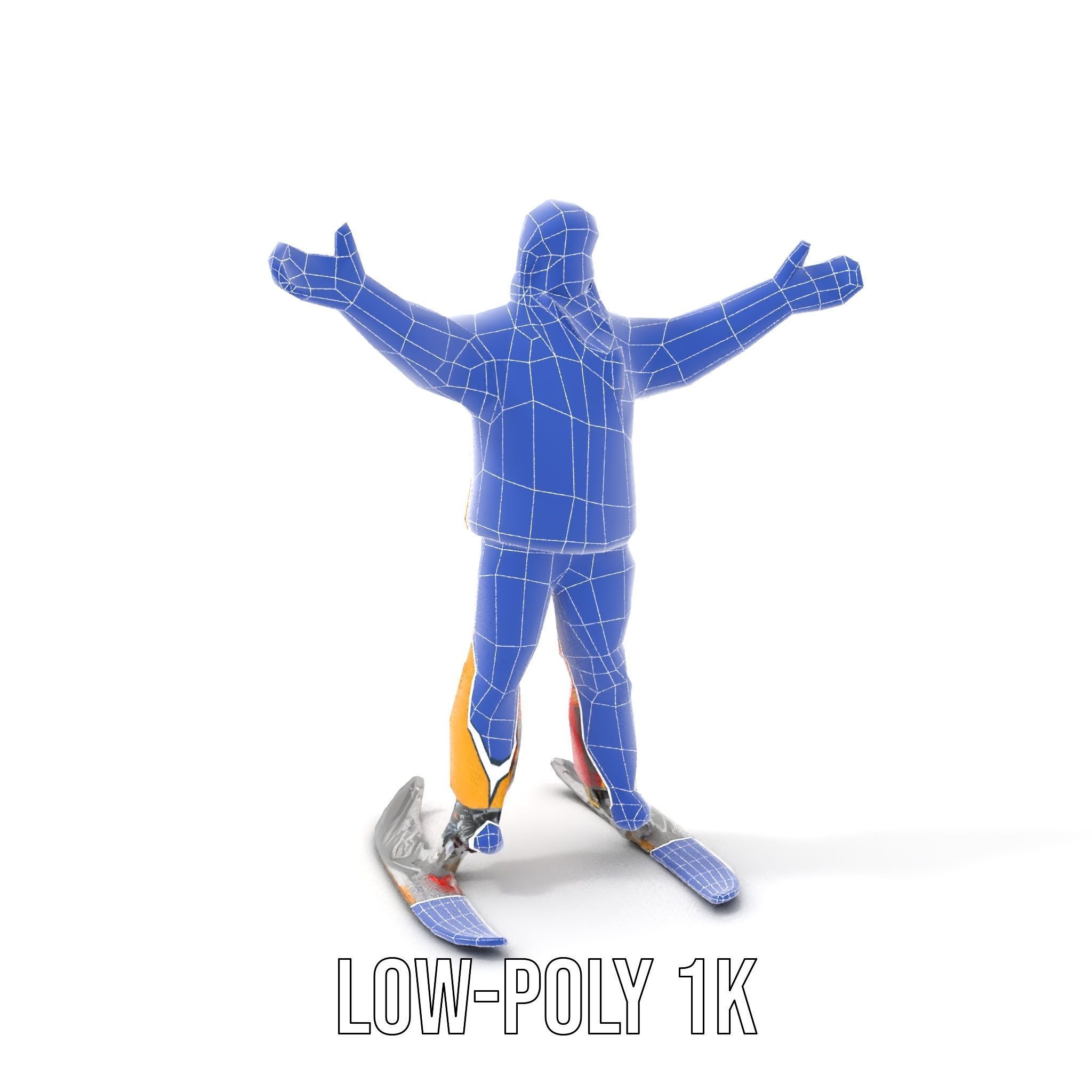 Ski Enthusiast Character Rigged and Animated for Games Low-poly 3D model_19