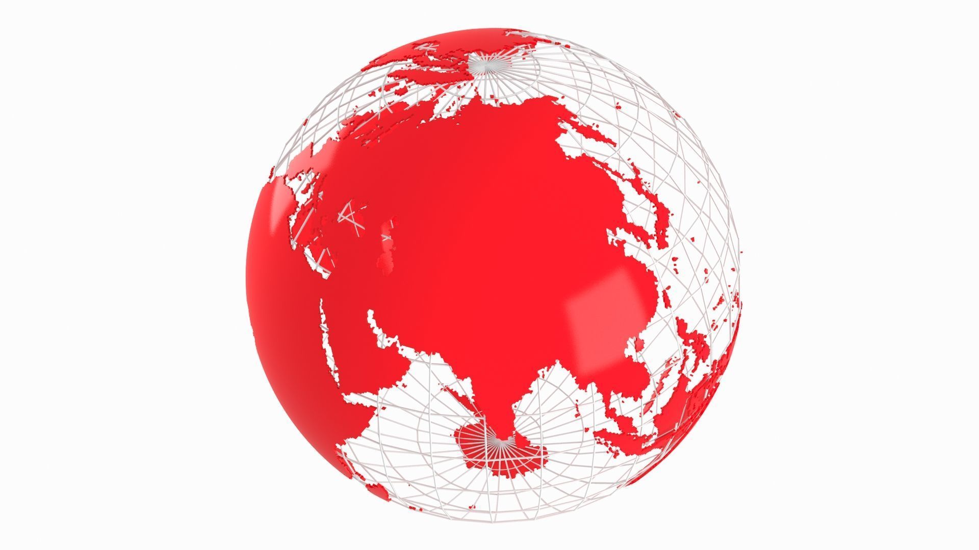 Globe News Skeleton Crimson Red Color 3D model_3