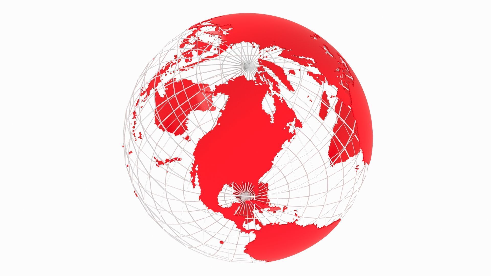 Globe News Skeleton Crimson Red Color 3D model_1
