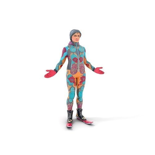Colorful Winter Sports Athlete Character Rigged and Animated Low-poly 3D model