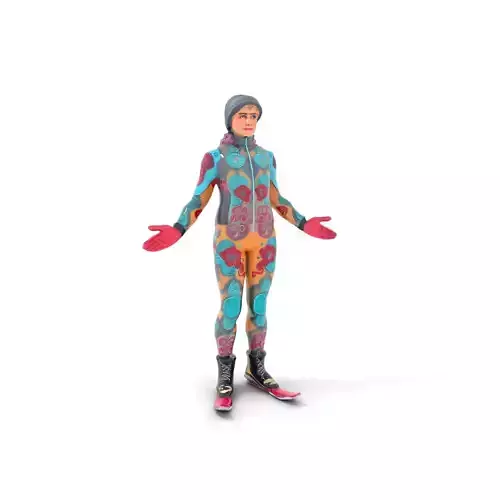 Colorful Winter Sports Athlete Character Rigged and Animated