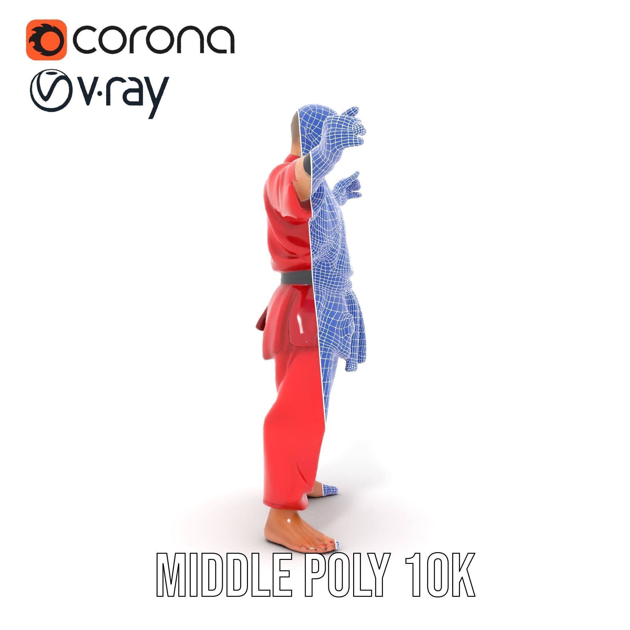 Karate Master in Red Gi Rigged and Animated D Model Low-poly 3D model_27