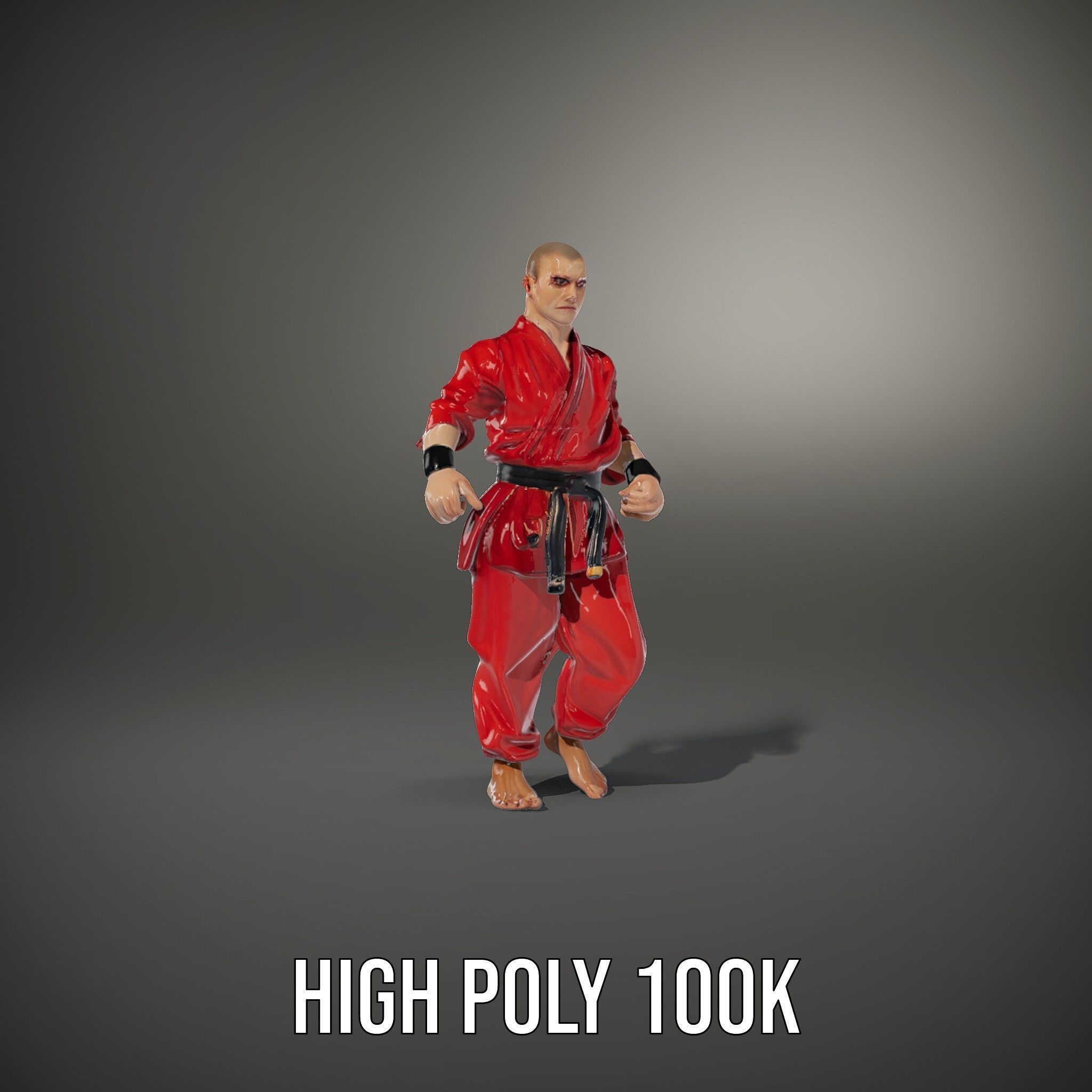 Karate Master in Red Gi Rigged and Animated D Model Low-poly 3D model_8