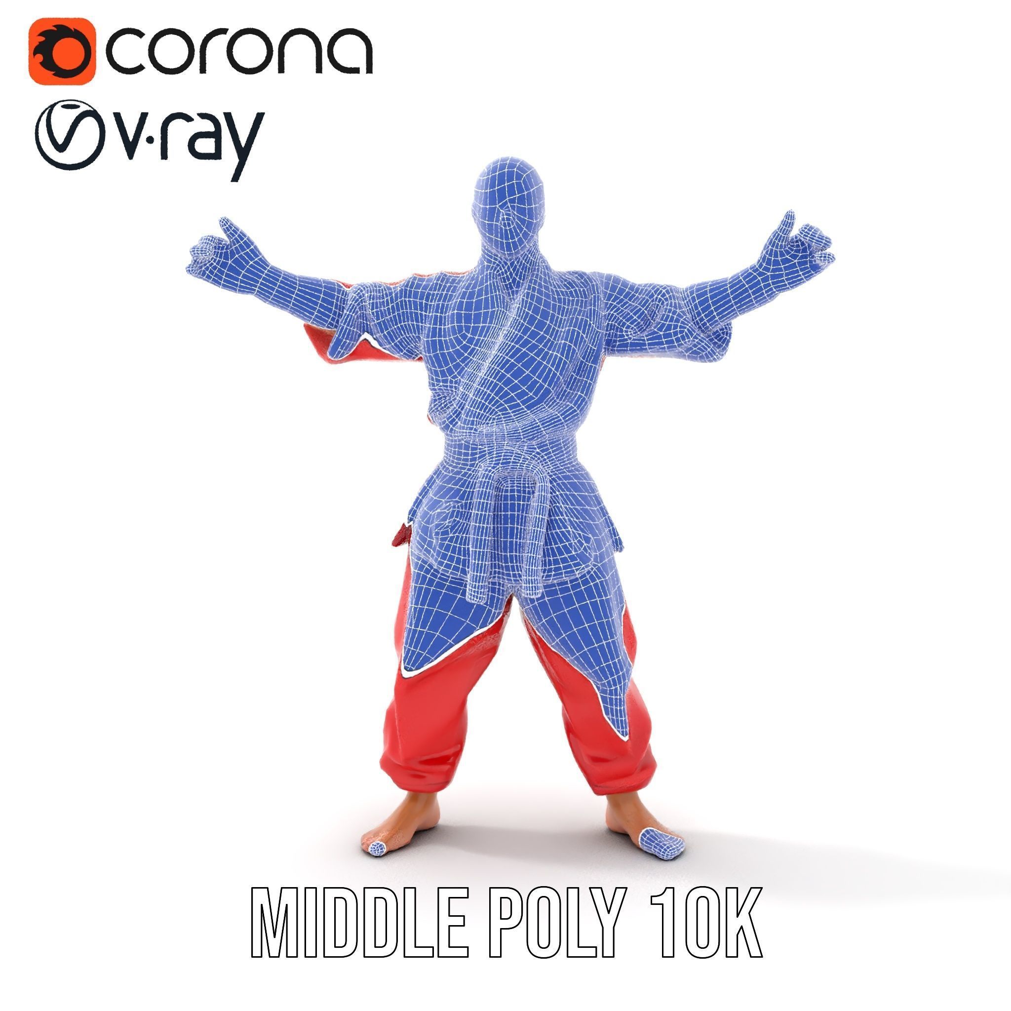 Karate Master in Red Gi Rigged and Animated D Model Low-poly 3D model_35