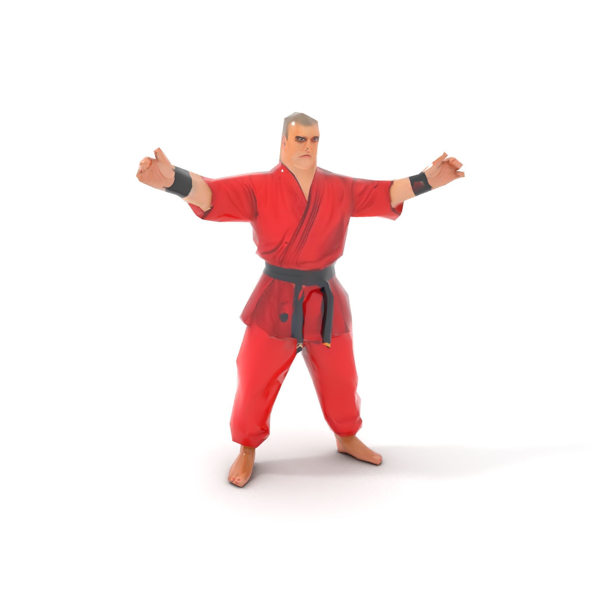 Karate Master in Red Gi Rigged and Animated D Model Low-poly 3D model_9