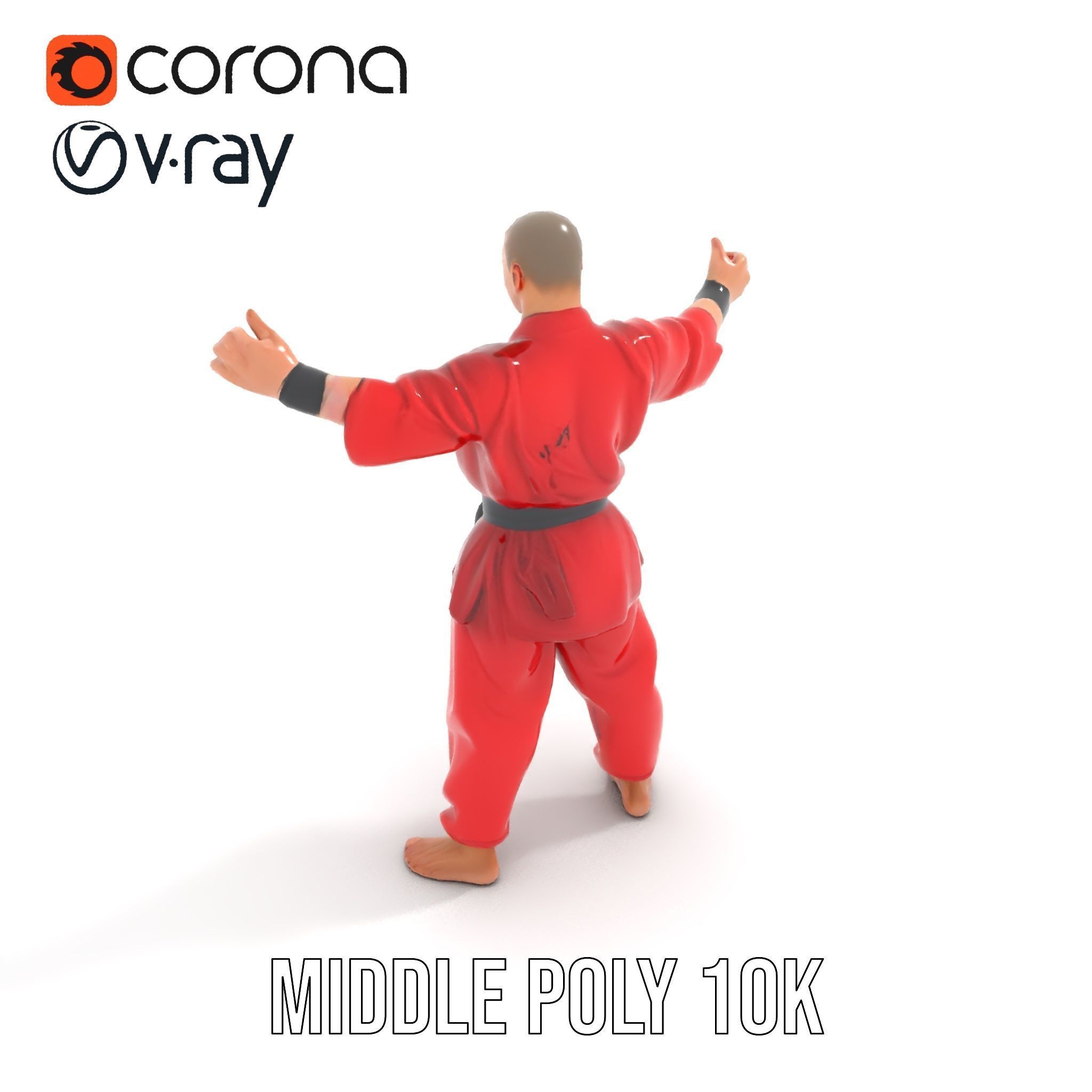 Karate Master in Red Gi Rigged and Animated D Model Low-poly 3D model_21