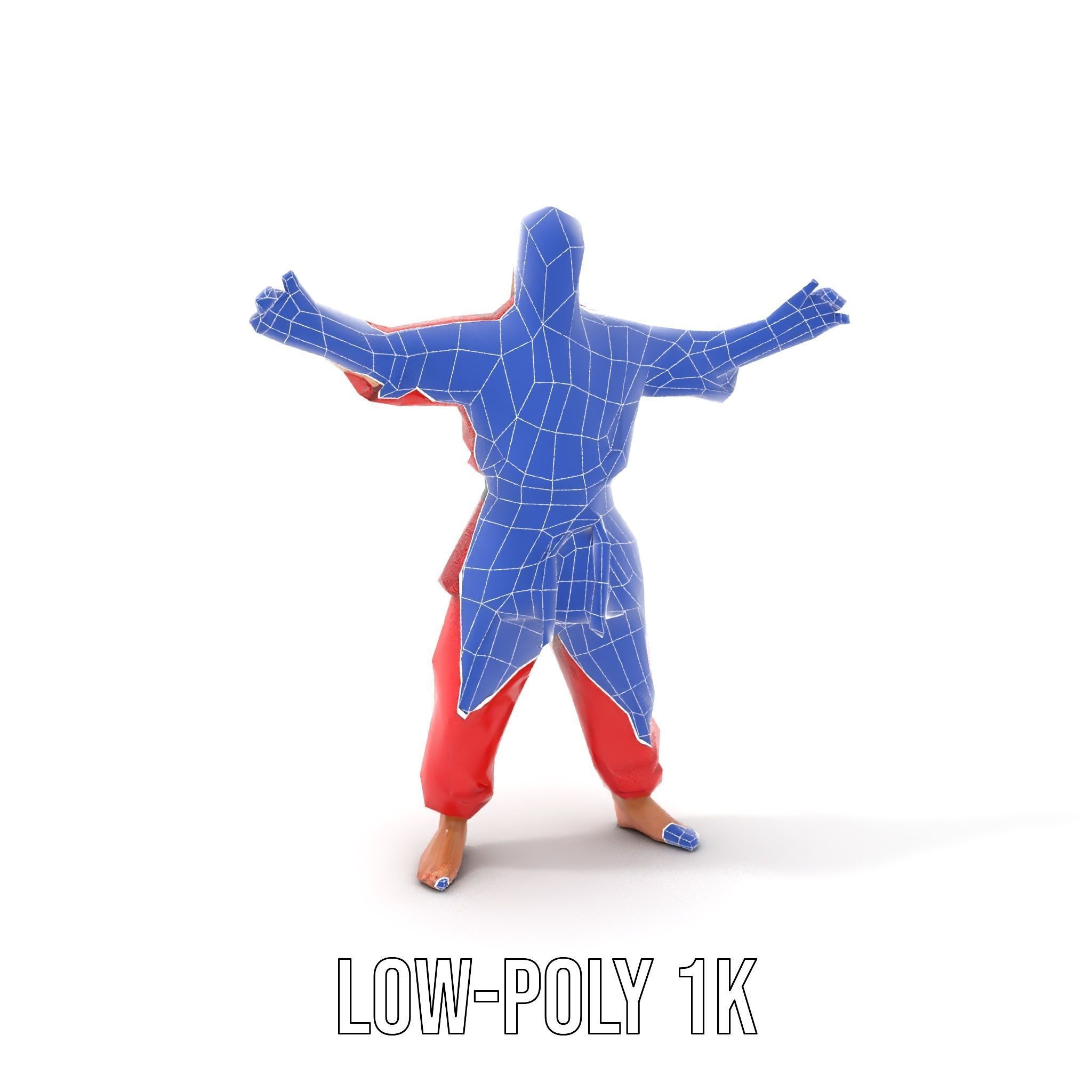 Karate Master in Red Gi Rigged and Animated D Model Low-poly 3D model_22