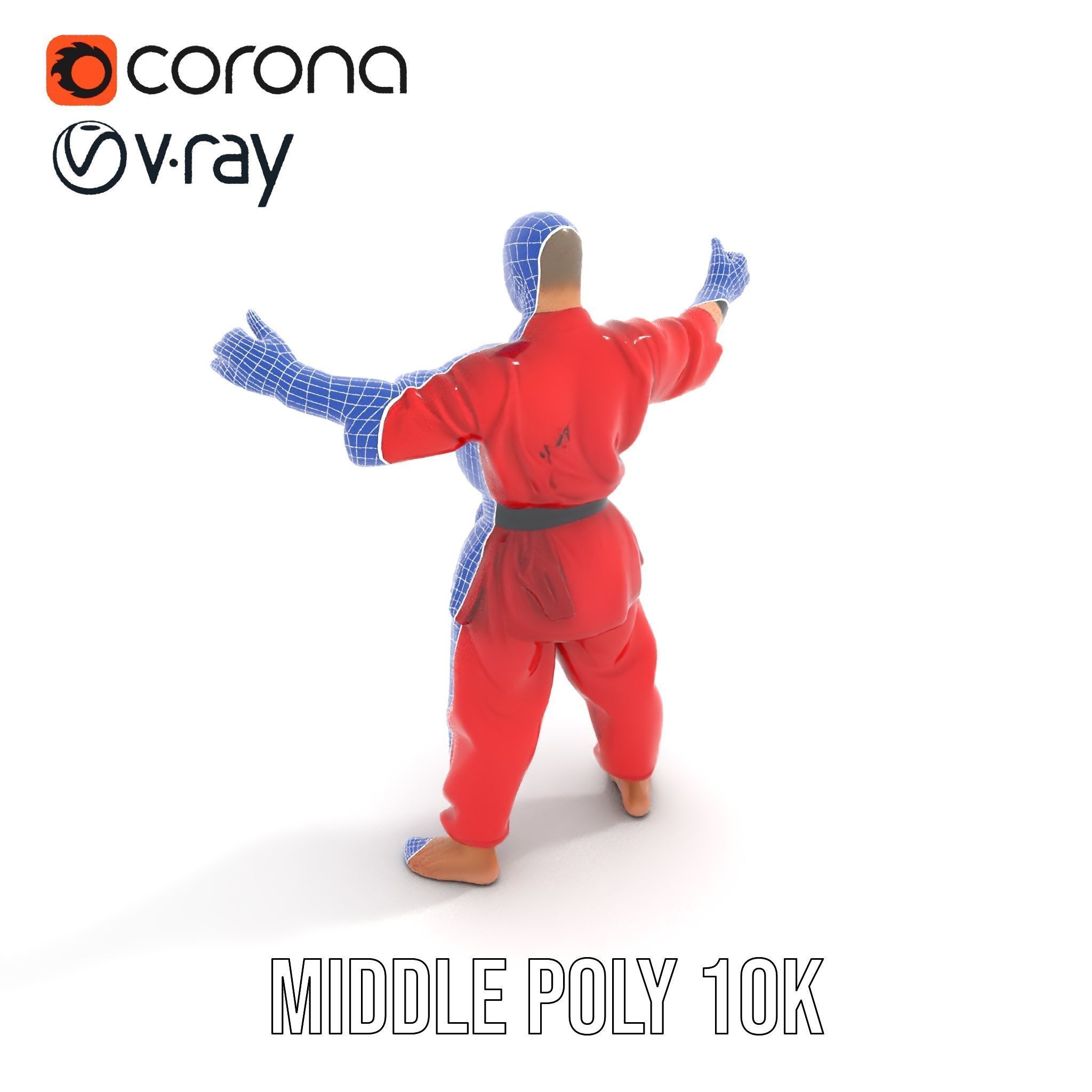 Karate Master in Red Gi Rigged and Animated D Model Low-poly 3D model_24