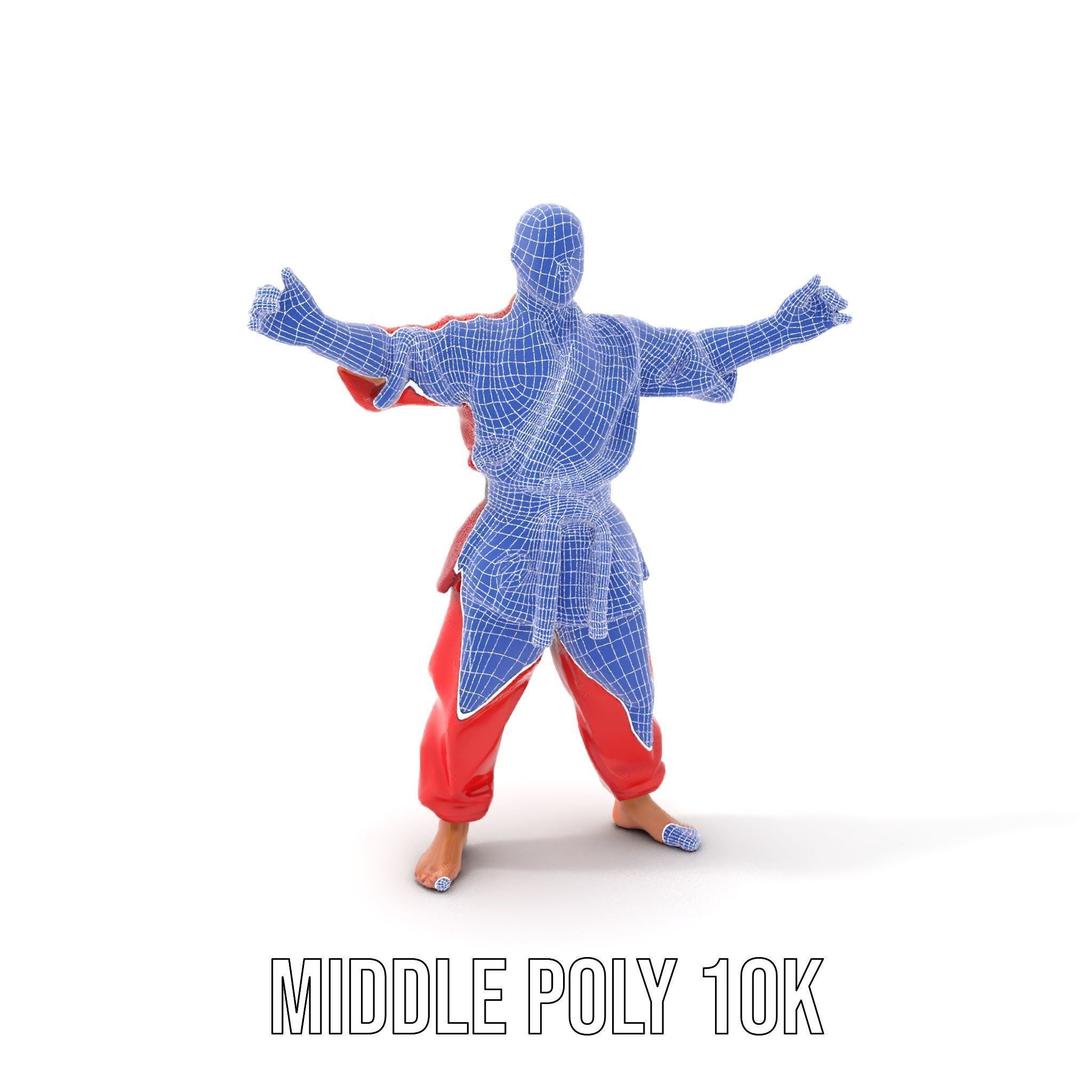Karate Master in Red Gi Rigged and Animated D Model Low-poly 3D model_30