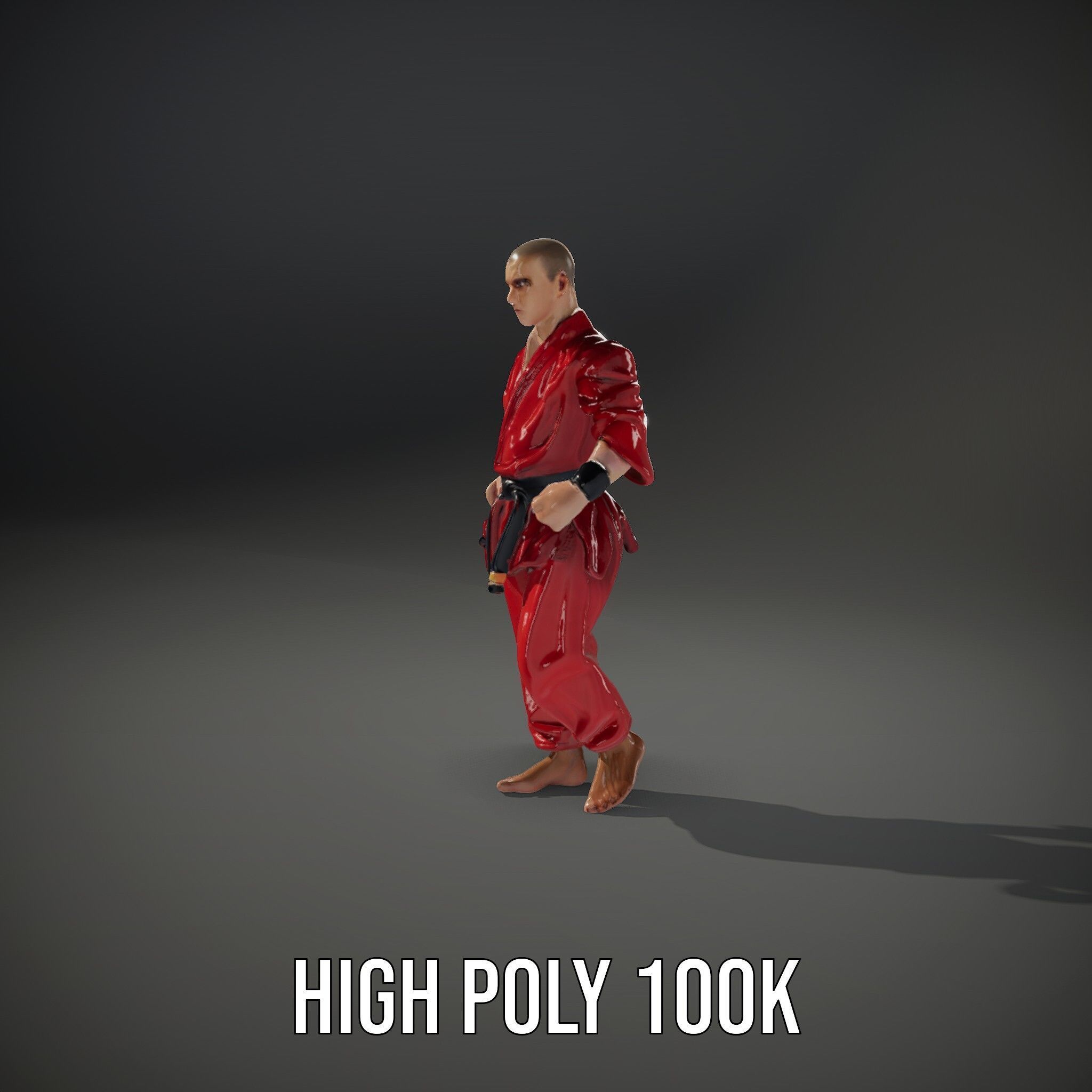 Karate Master in Red Gi Rigged and Animated D Model Low-poly 3D model_14