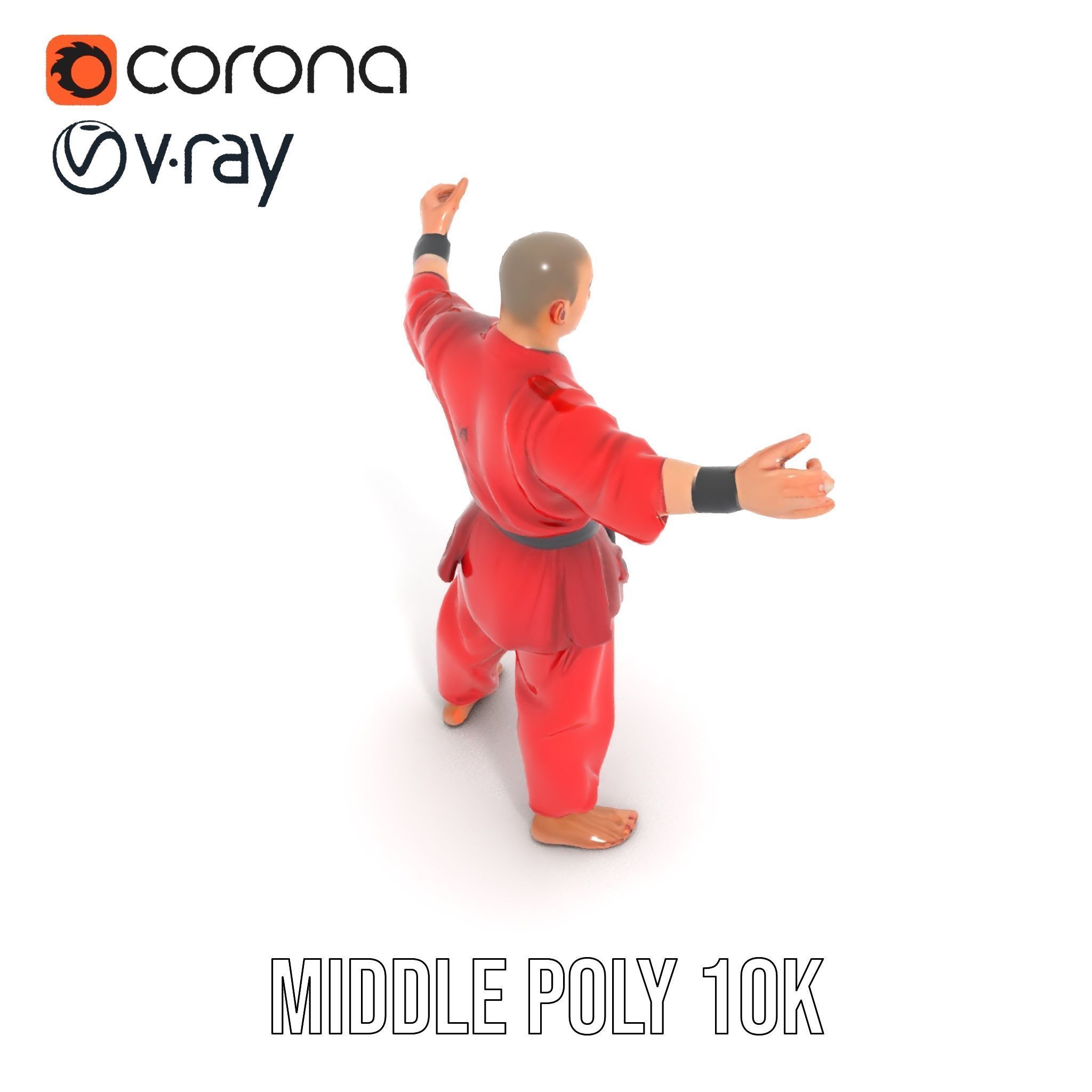 Karate Master in Red Gi Rigged and Animated D Model Low-poly 3D model_18