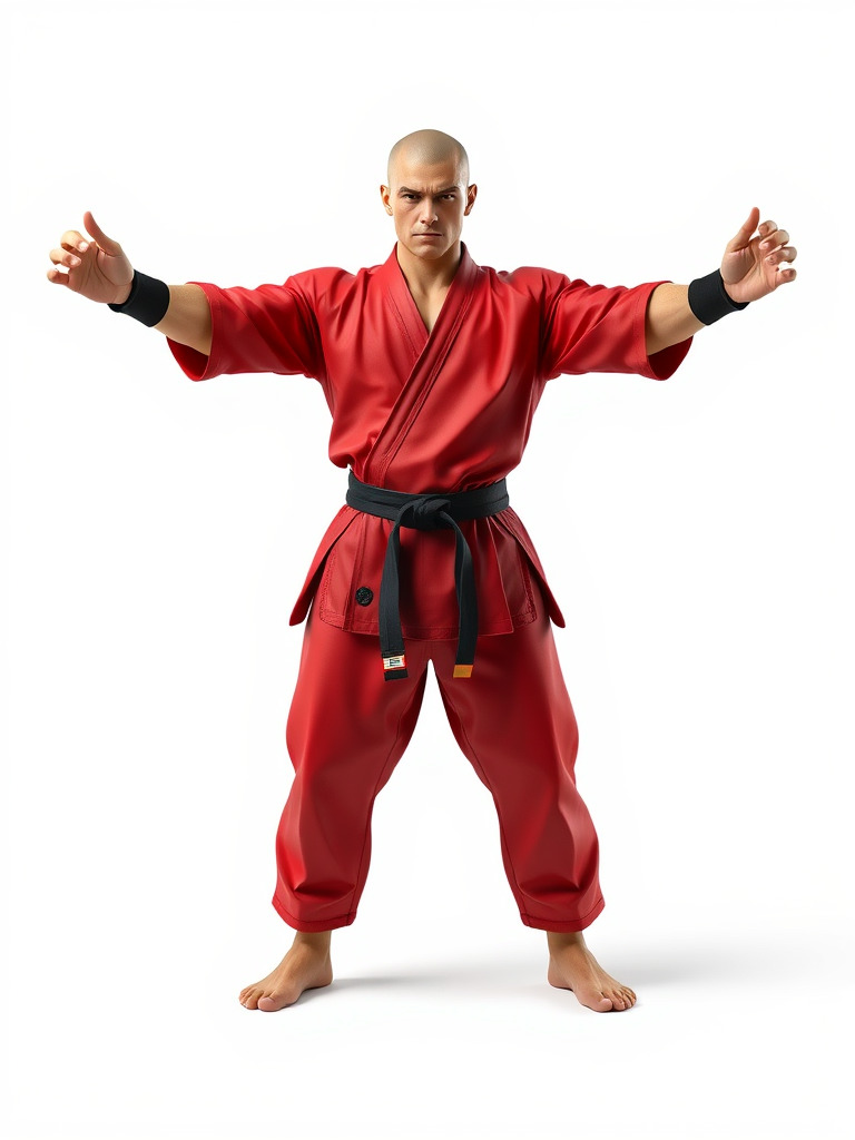 Karate Master in Red Gi Rigged and Animated D Model Low-poly 3D model_2