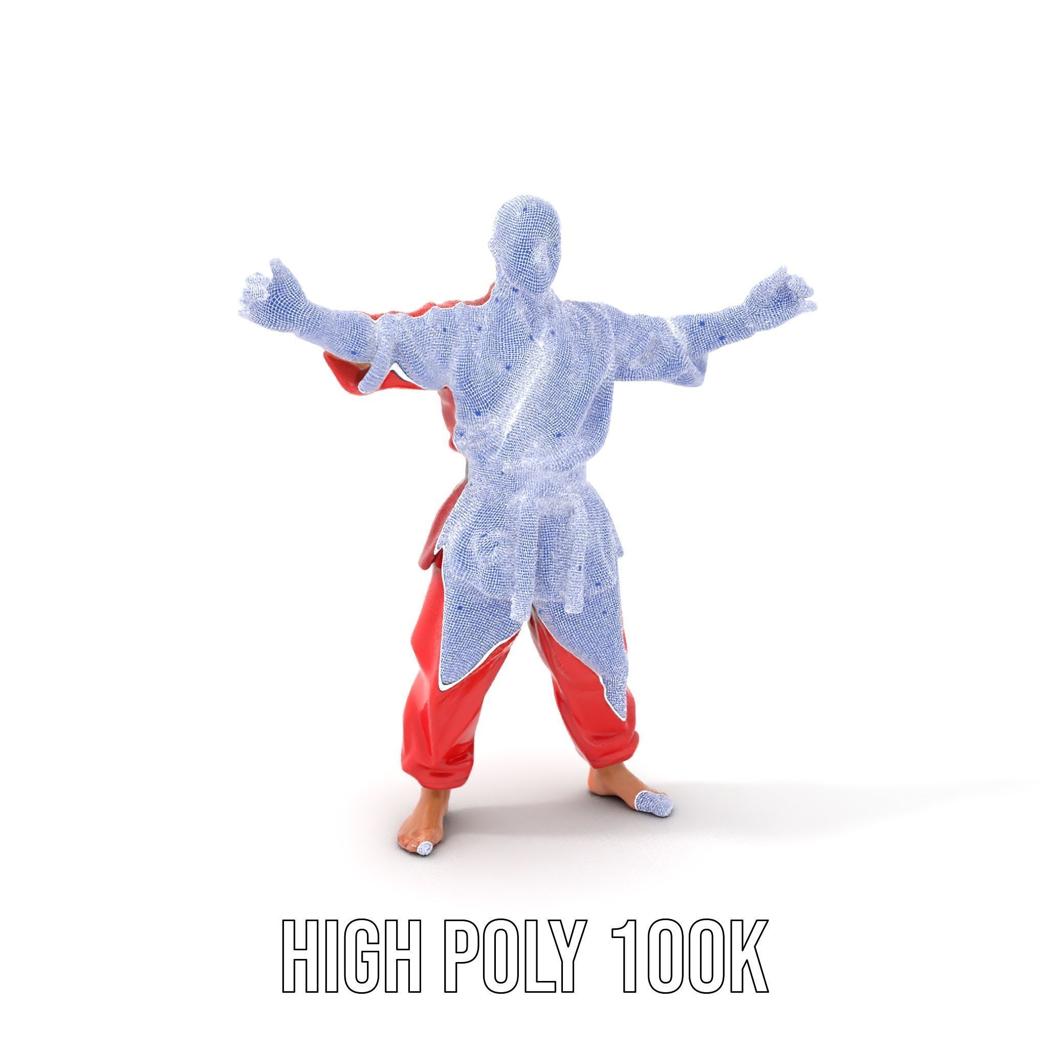 Karate Master in Red Gi Rigged and Animated D Model Low-poly 3D model_4