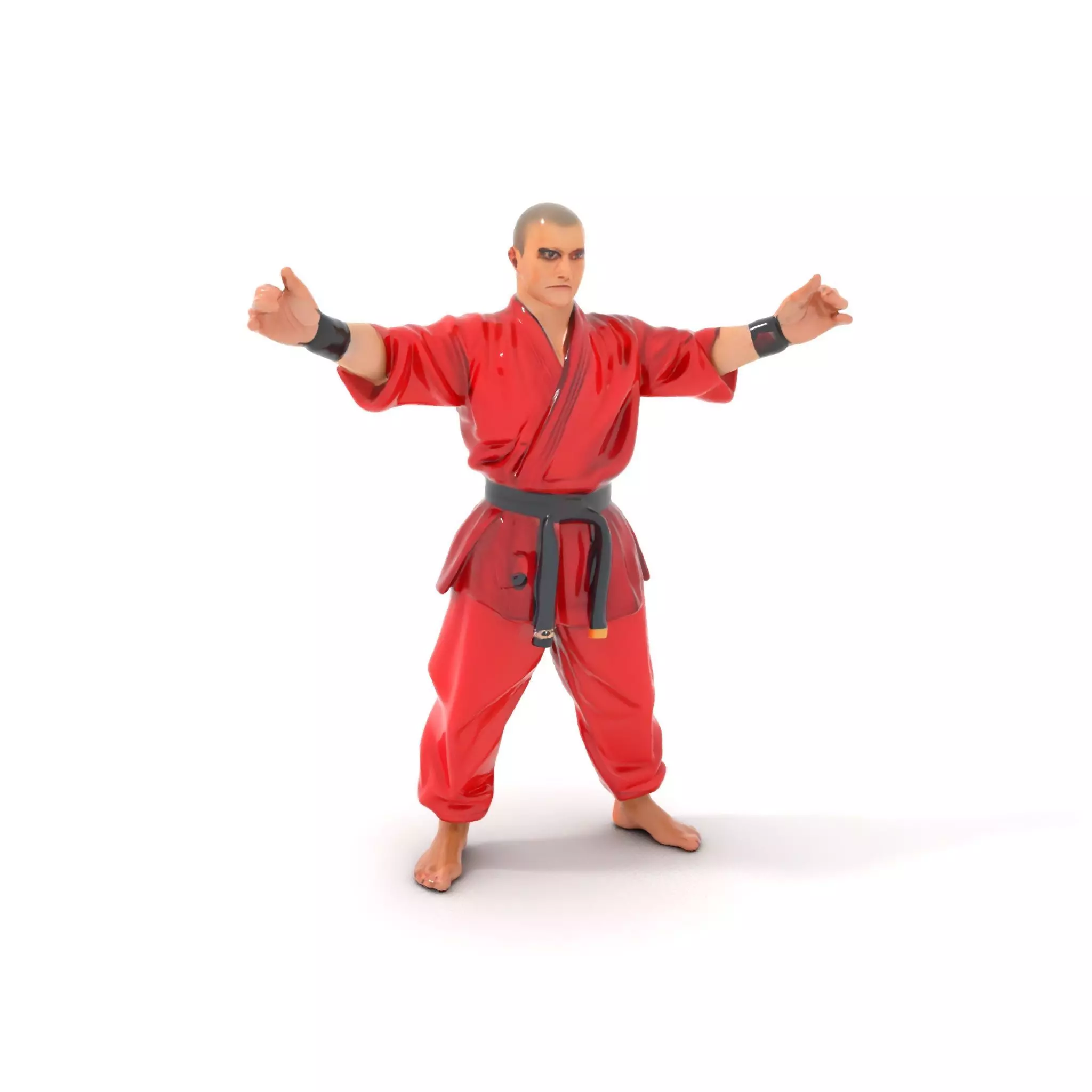 Karate Master in Red Gi Rigged and Animated D Model Low-poly 3D model_0