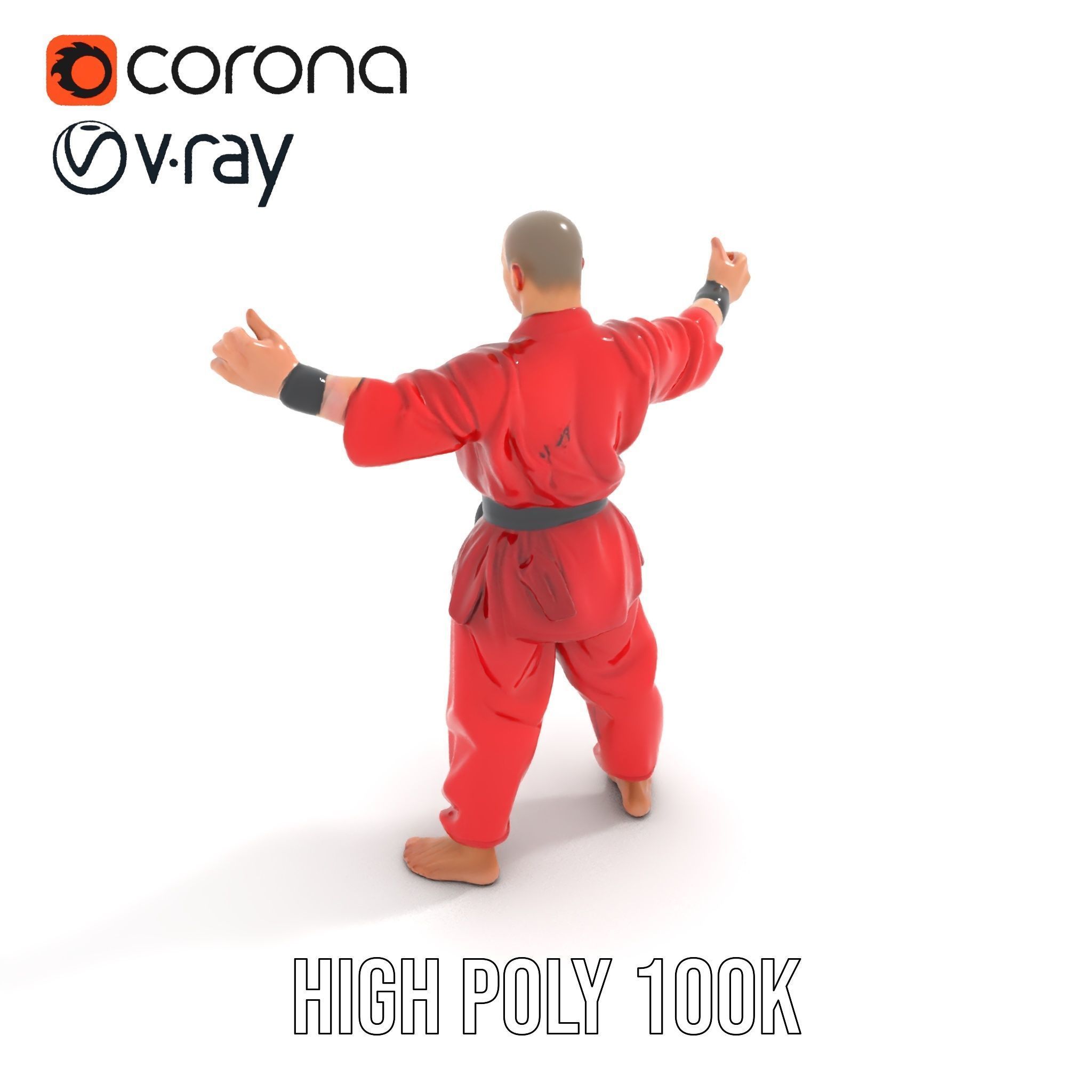 Karate Master in Red Gi Rigged and Animated D Model Low-poly 3D model_20