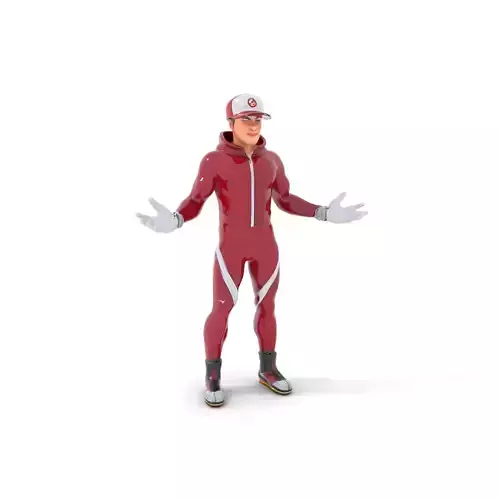 Sleek Athletic Male Character in Red Suit Rigged and Animated