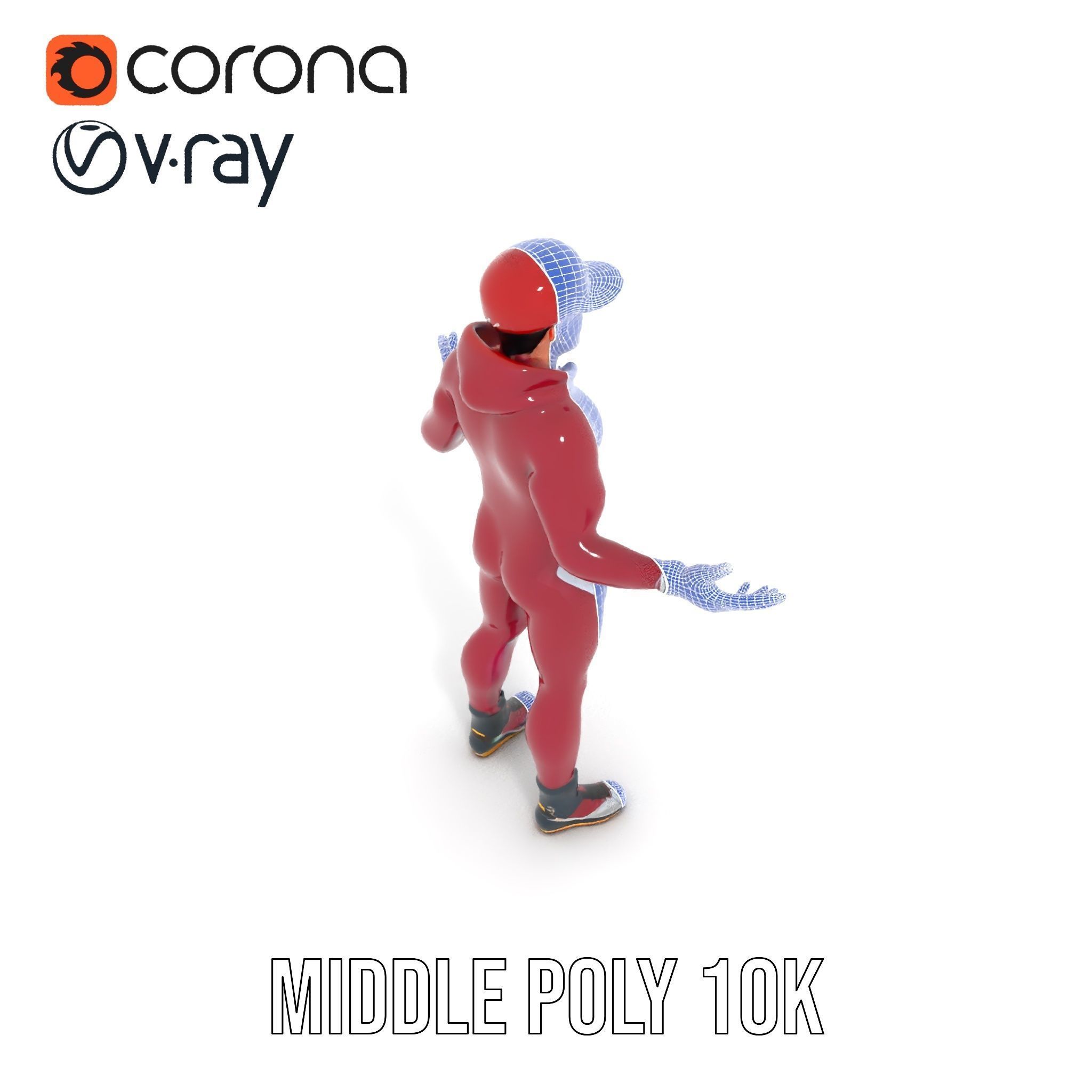 Sleek Athletic Male Character in Red Suit Rigged and Animated Low-poly 3D model_32