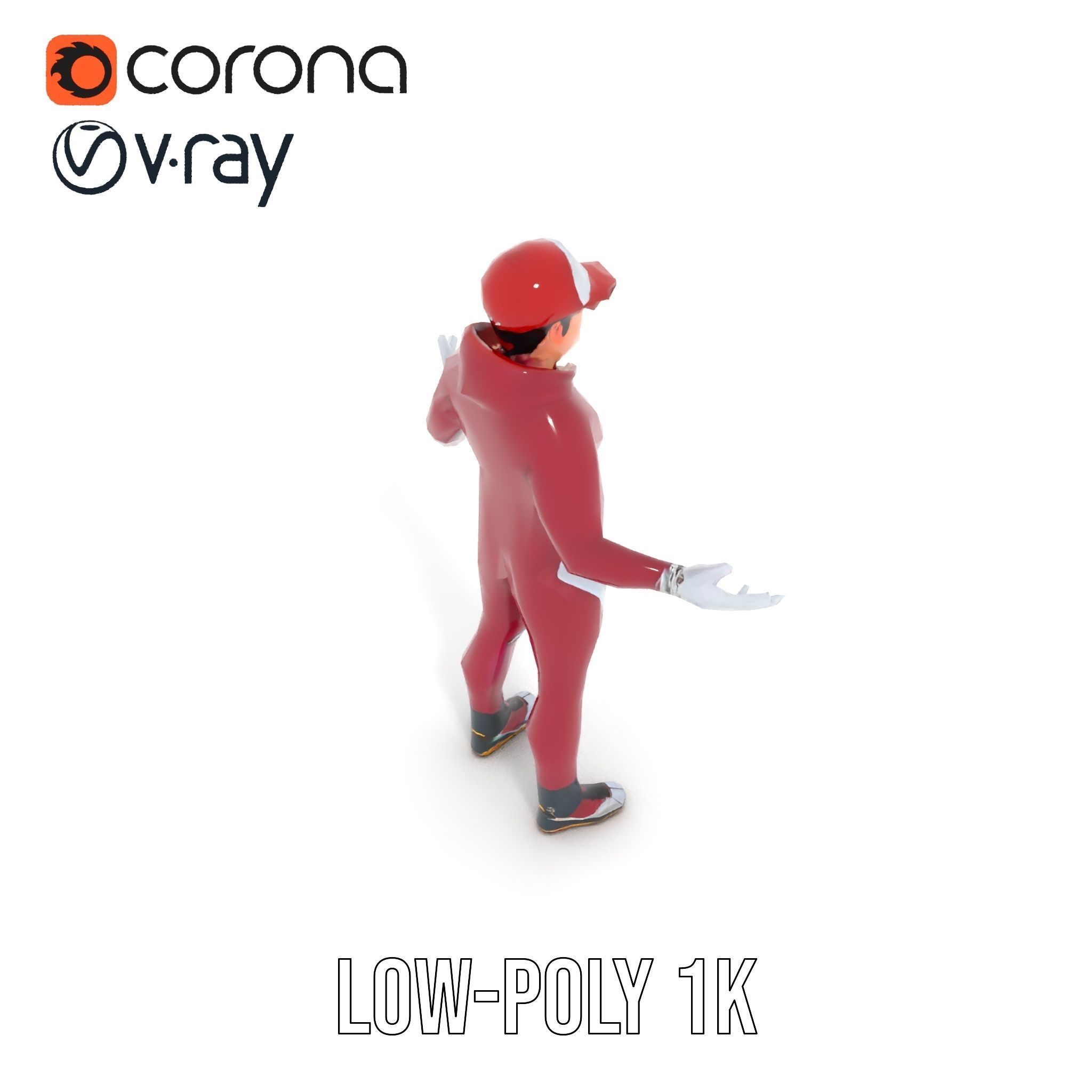 Sleek Athletic Male Character in Red Suit Rigged and Animated Low-poly 3D model_7