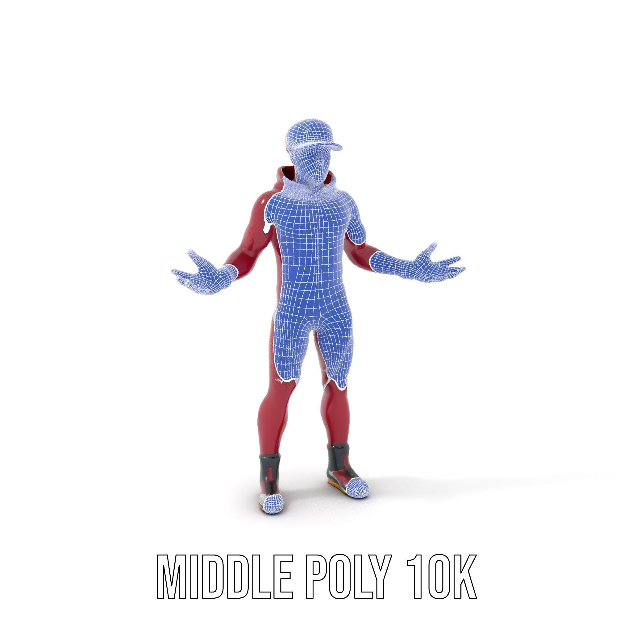 Sleek Athletic Male Character in Red Suit Rigged and Animated Low-poly 3D model_13