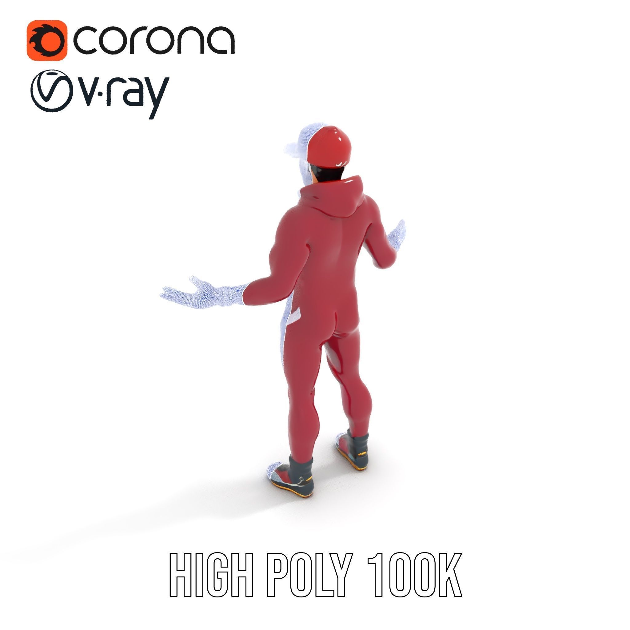 Sleek Athletic Male Character in Red Suit Rigged and Animated Low-poly 3D model_33