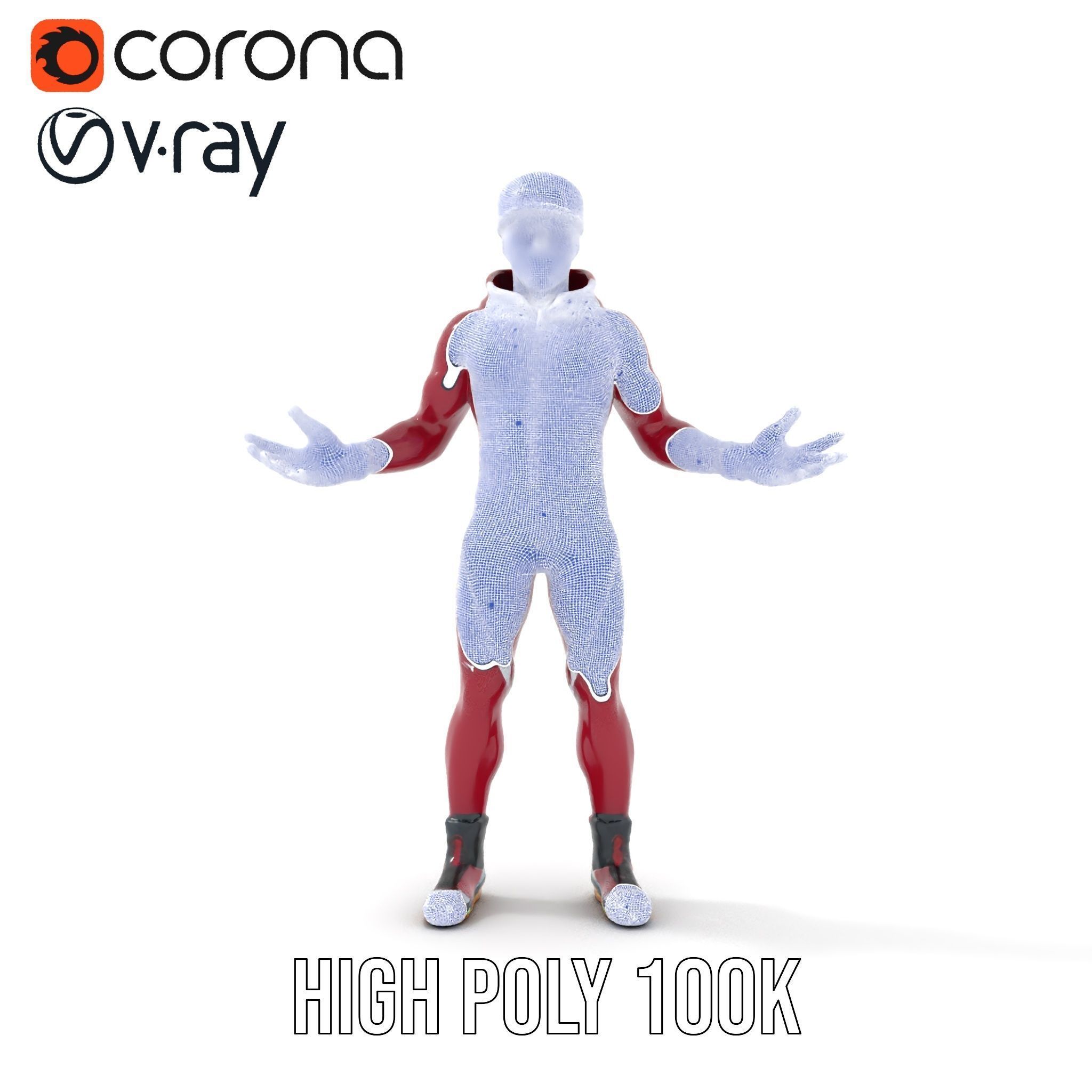 Sleek Athletic Male Character in Red Suit Rigged and Animated Low-poly 3D model_35