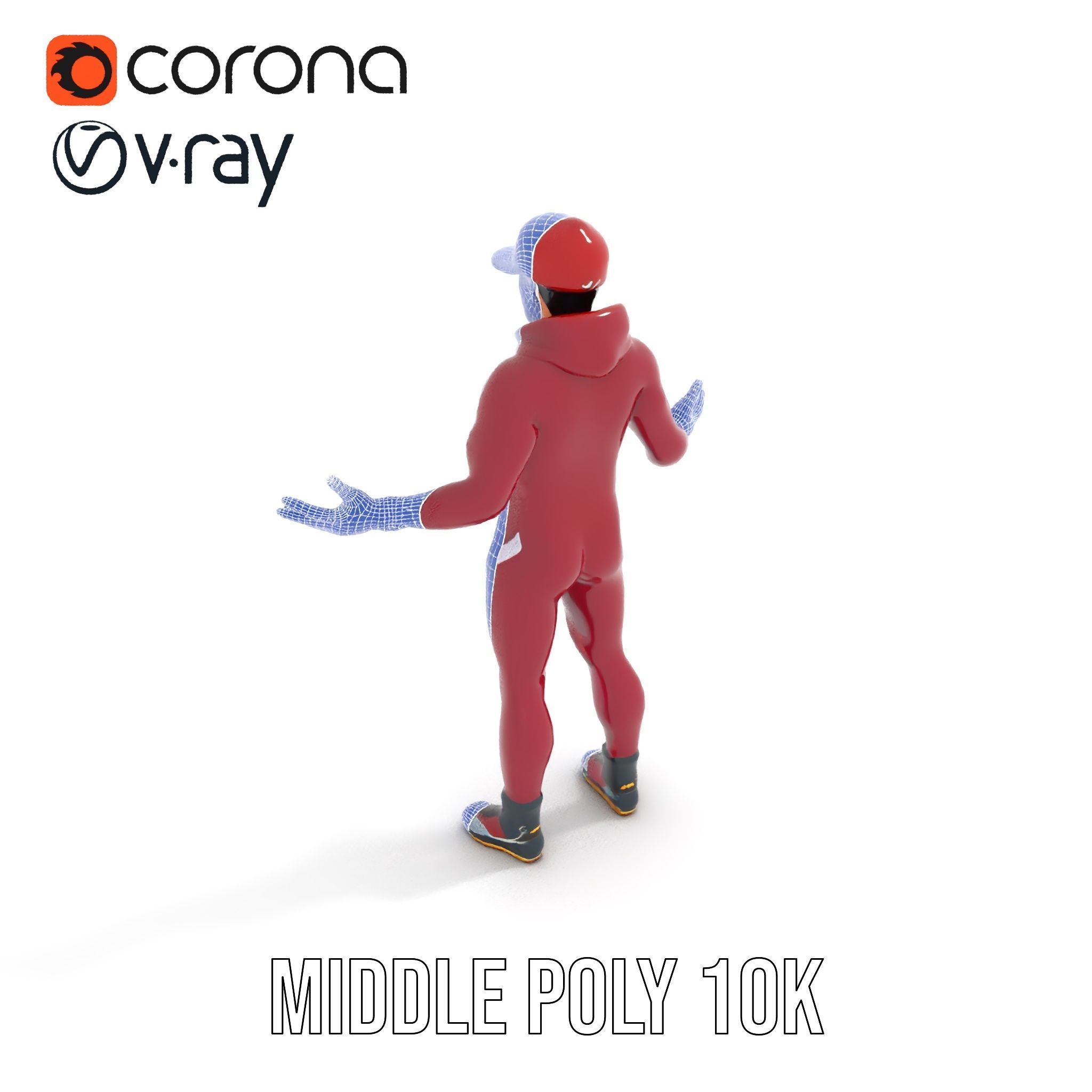 Sleek Athletic Male Character in Red Suit Rigged and Animated Low-poly 3D model_18