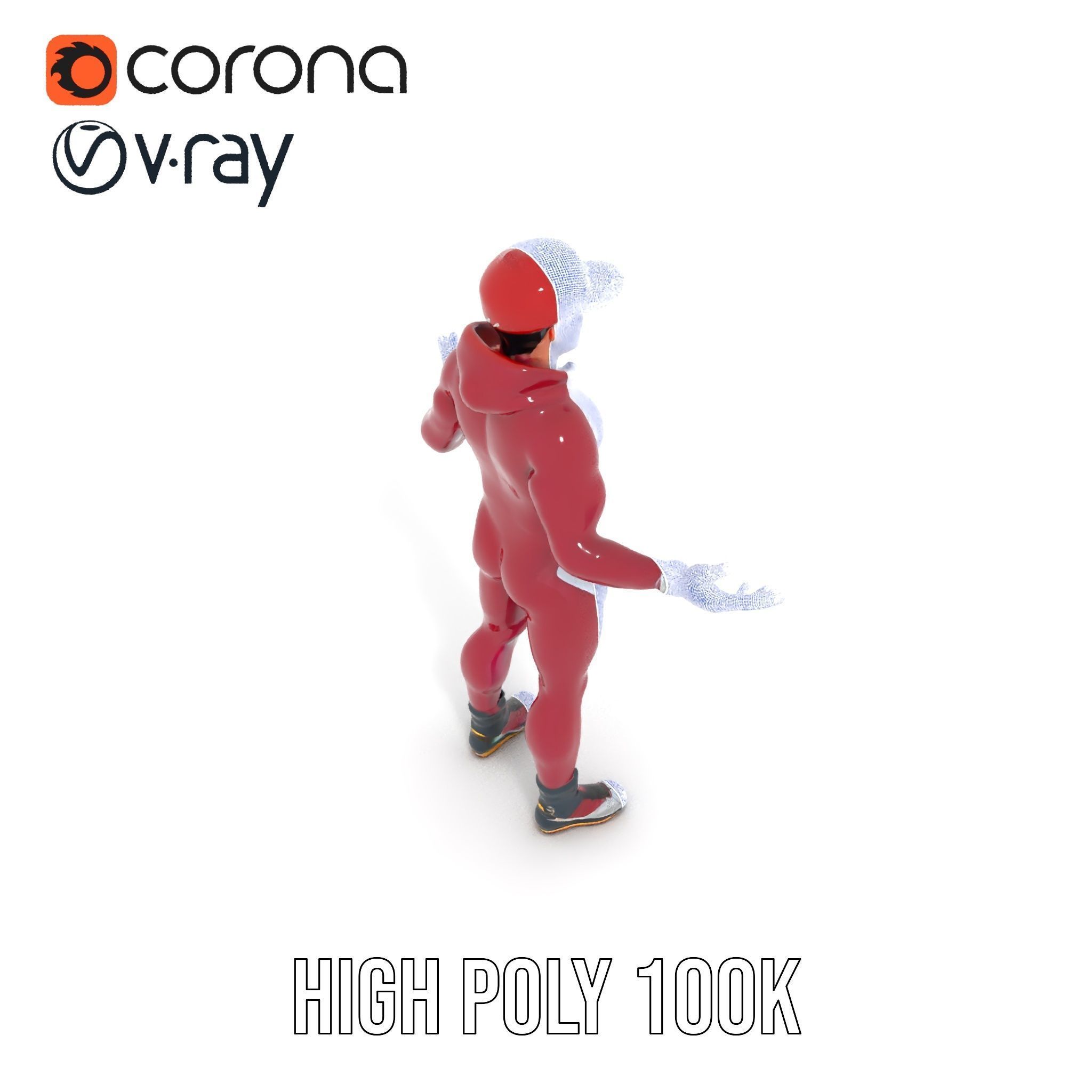 Sleek Athletic Male Character in Red Suit Rigged and Animated Low-poly 3D model_31