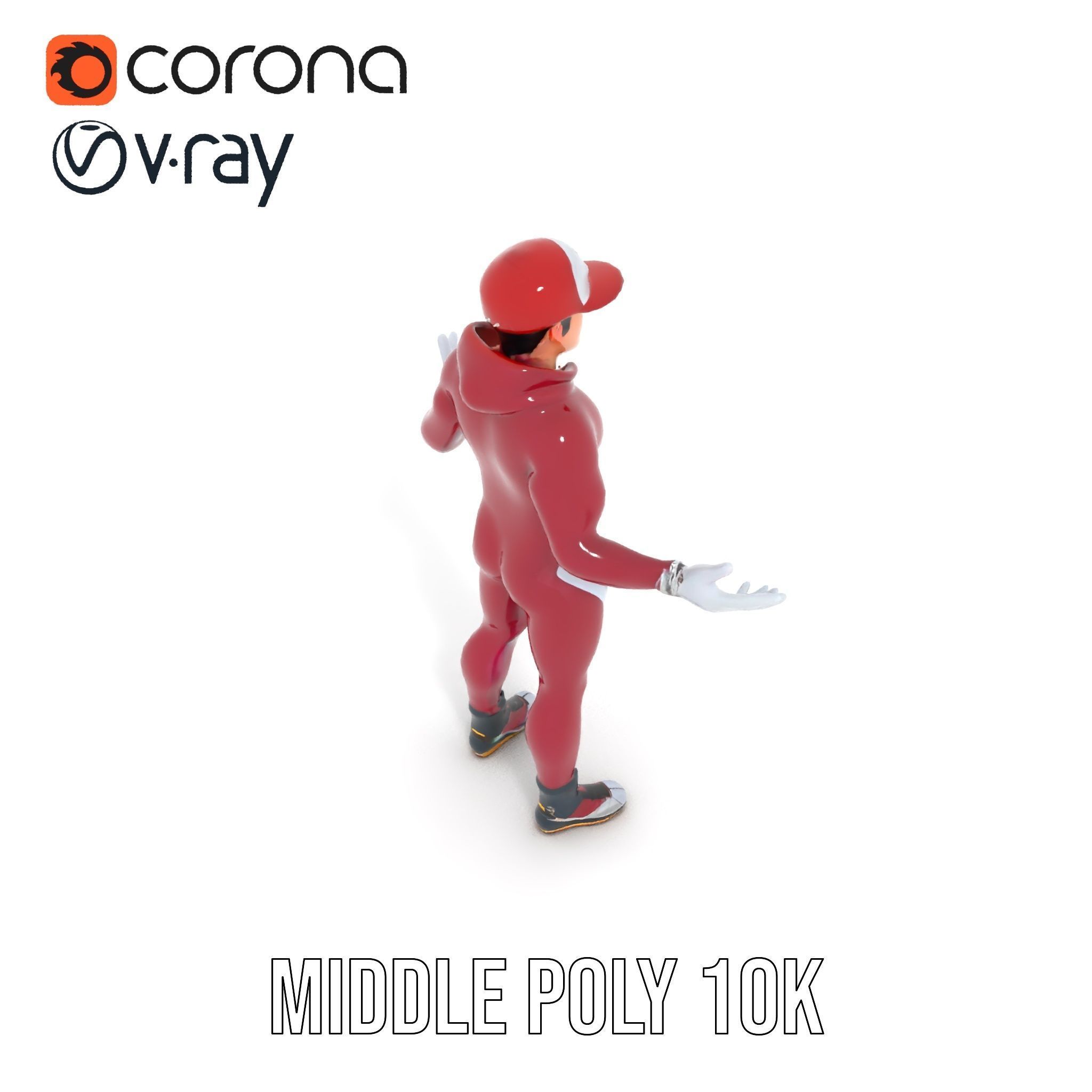 Sleek Athletic Male Character in Red Suit Rigged and Animated Low-poly 3D model_26