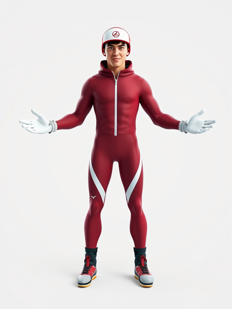 Sleek Athletic Male Character in Red Suit Rigged and Animated Low-poly 3D model_2