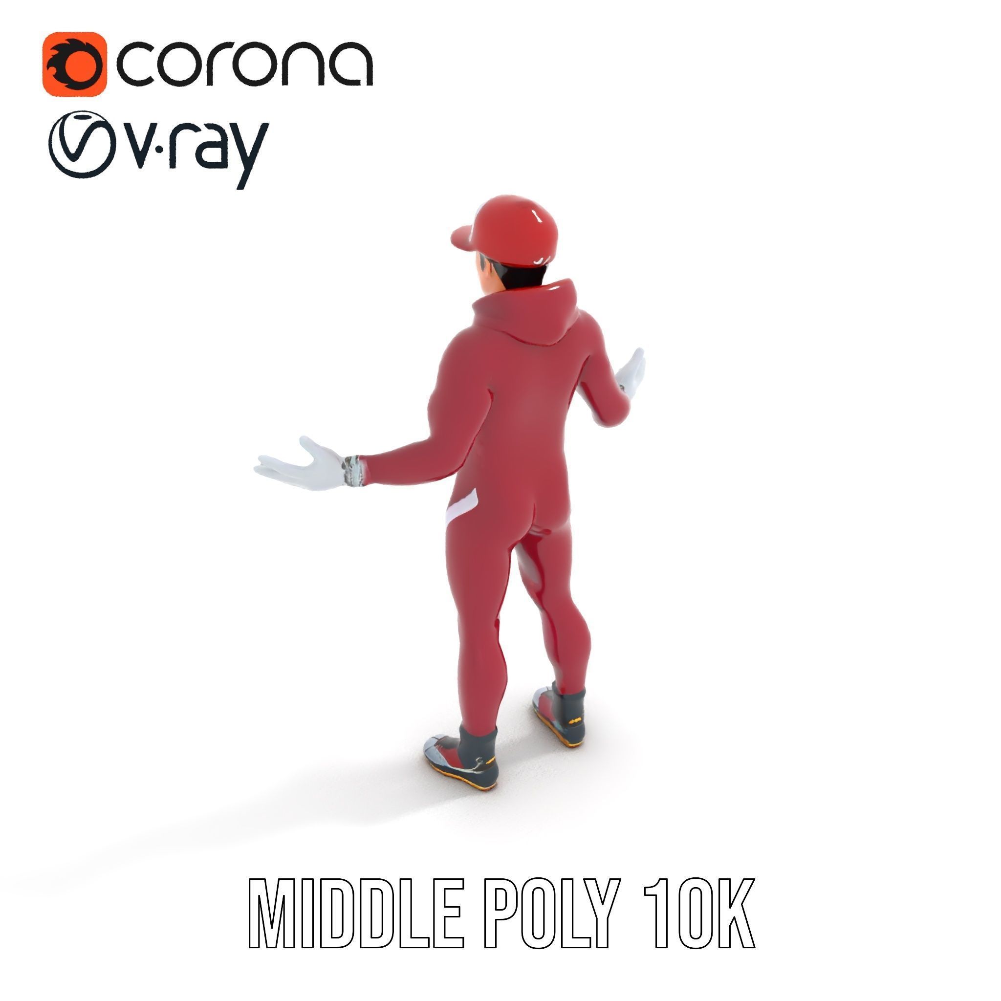 Sleek Athletic Male Character in Red Suit Rigged and Animated Low-poly 3D model_10