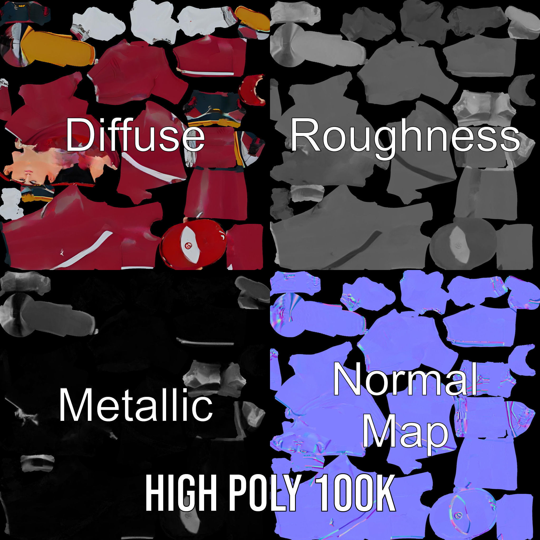 Sleek Athletic Male Character in Red Suit Rigged and Animated Low-poly 3D model_3