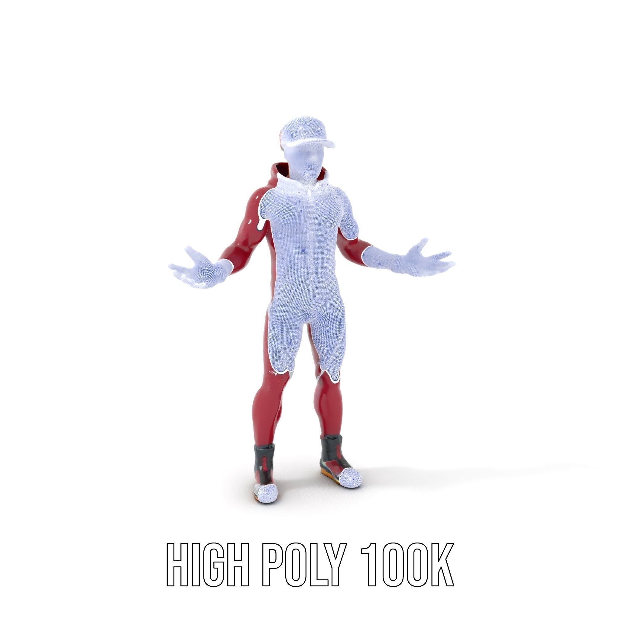 Sleek Athletic Male Character in Red Suit Rigged and Animated Low-poly 3D model_4