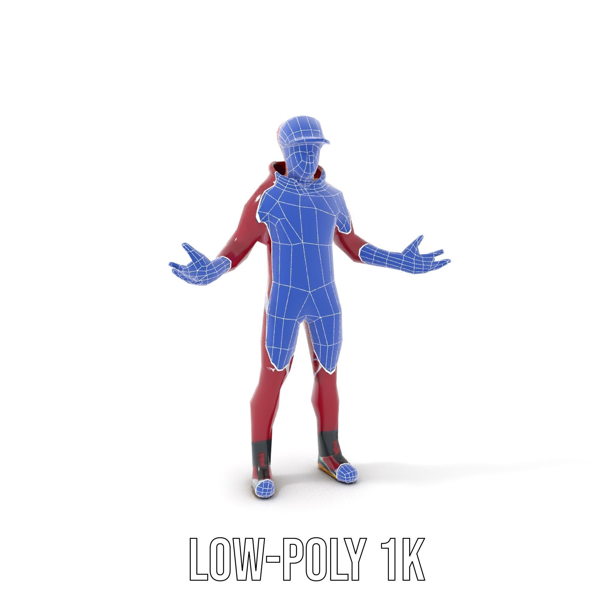 Sleek Athletic Male Character in Red Suit Rigged and Animated Low-poly 3D model_11