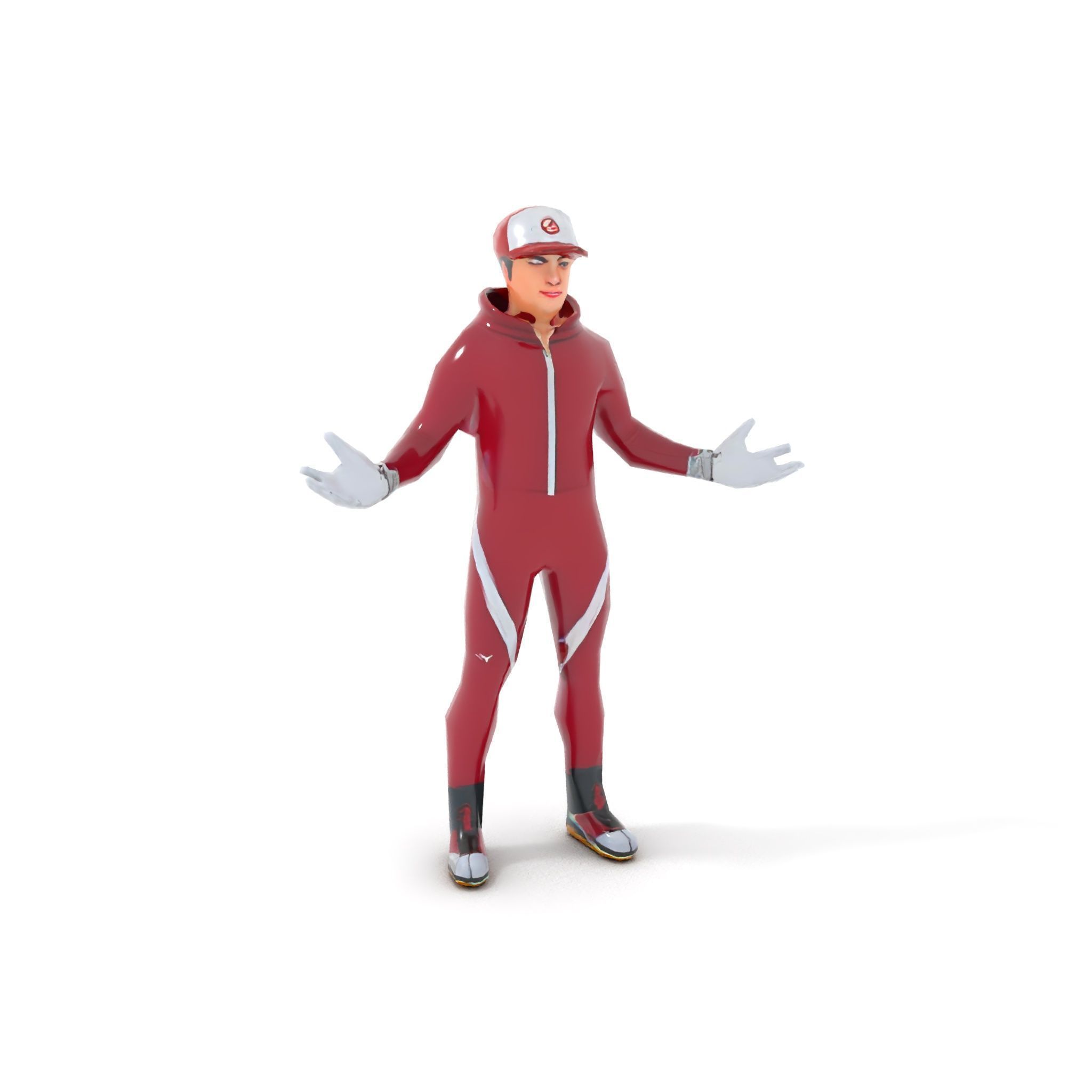 Sleek Athletic Male Character in Red Suit Rigged and Animated Low-poly 3D model_14