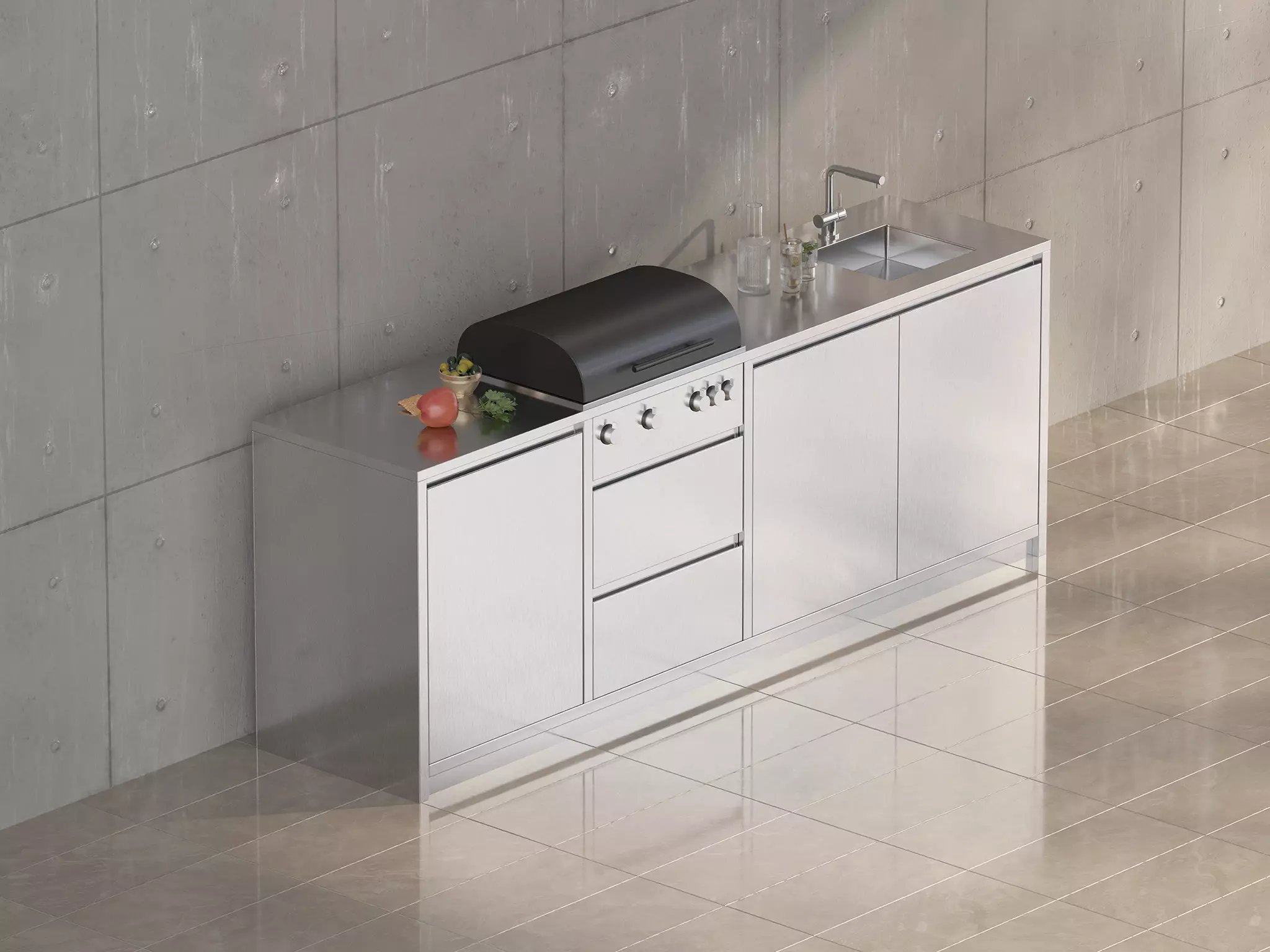 Modern Outdoor Kitchen 03 Free 3D model_0