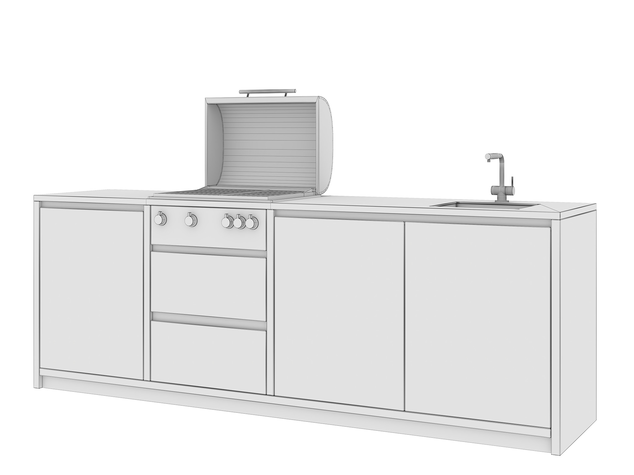 Modern Outdoor Kitchen 03 Free 3D model_10