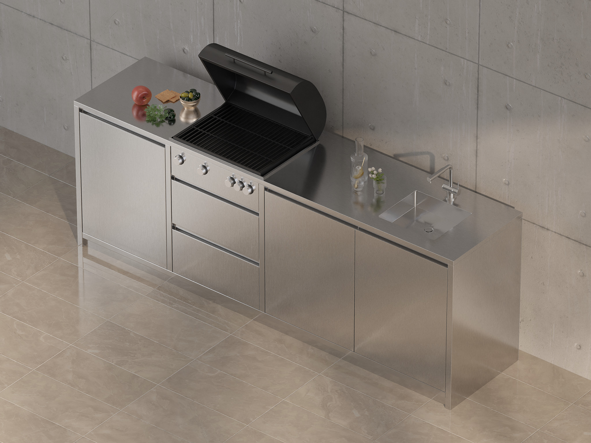 Modern Outdoor Kitchen 03 Free 3D model_3