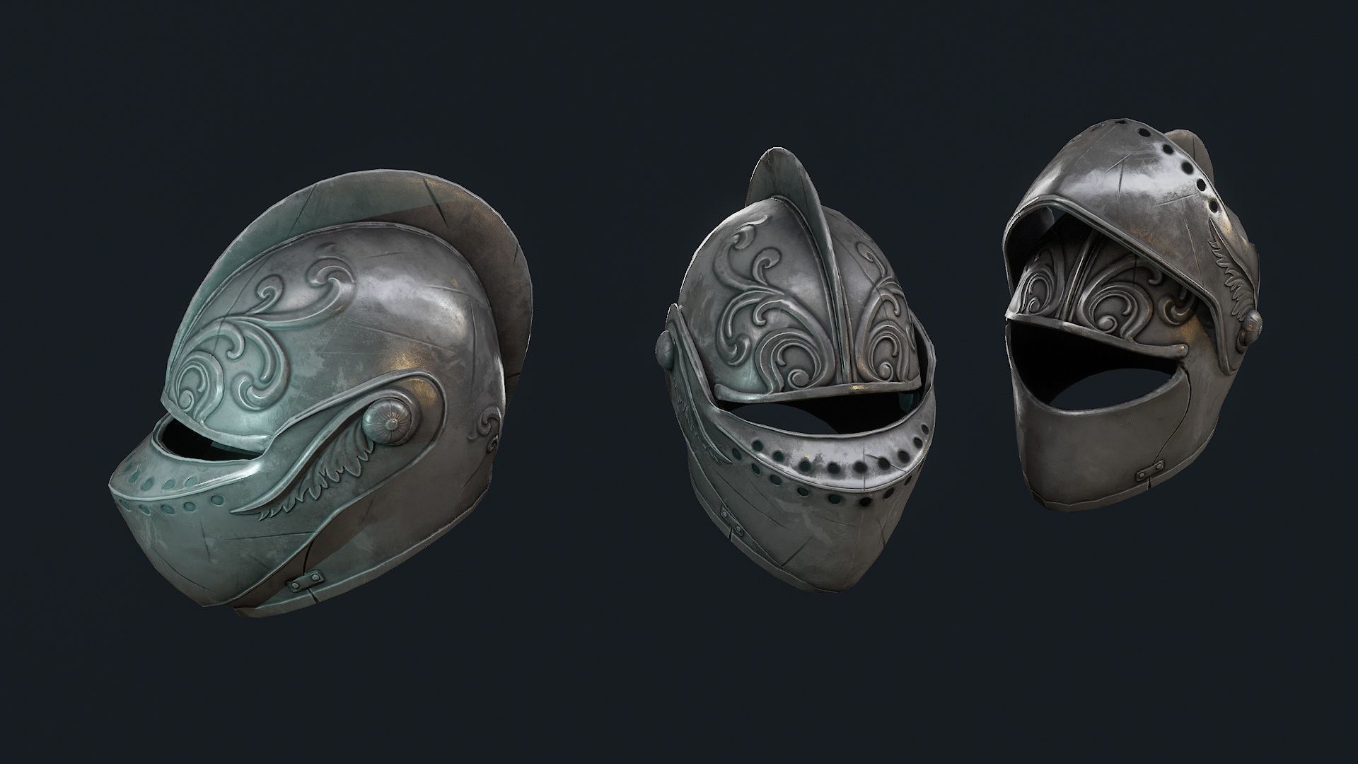 Iron Helmet 7 Low-poly 3D model_5