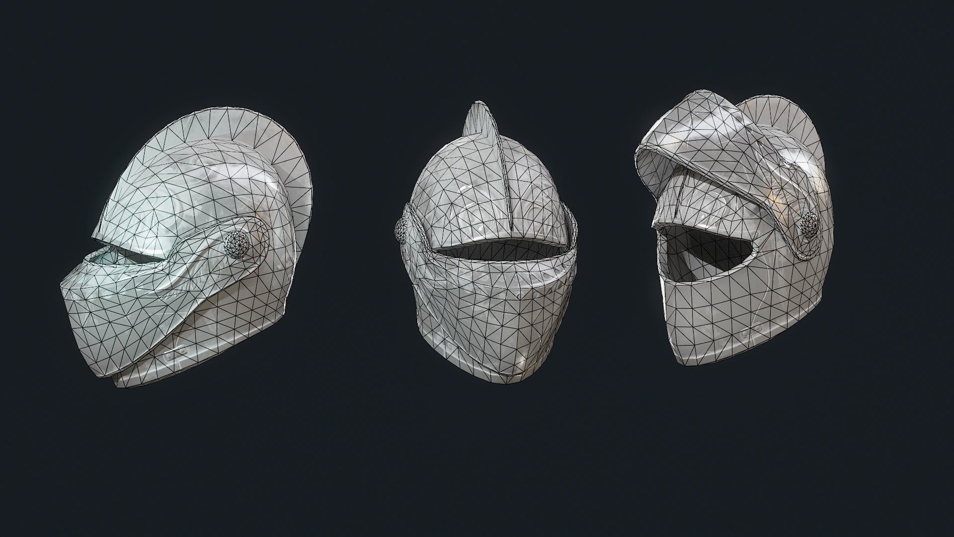 Iron Helmet 7 Low-poly 3D model_7
