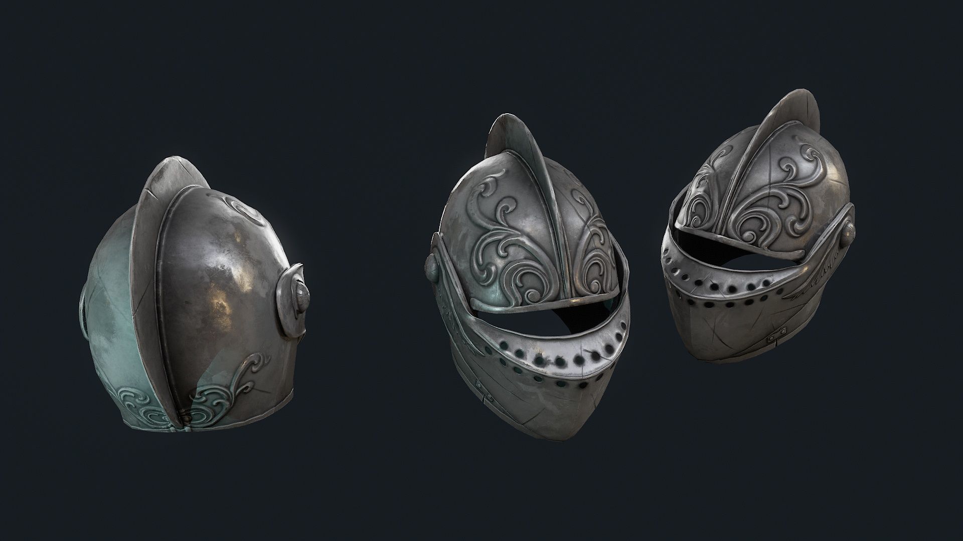 Iron Helmet 7 Low-poly 3D model_2