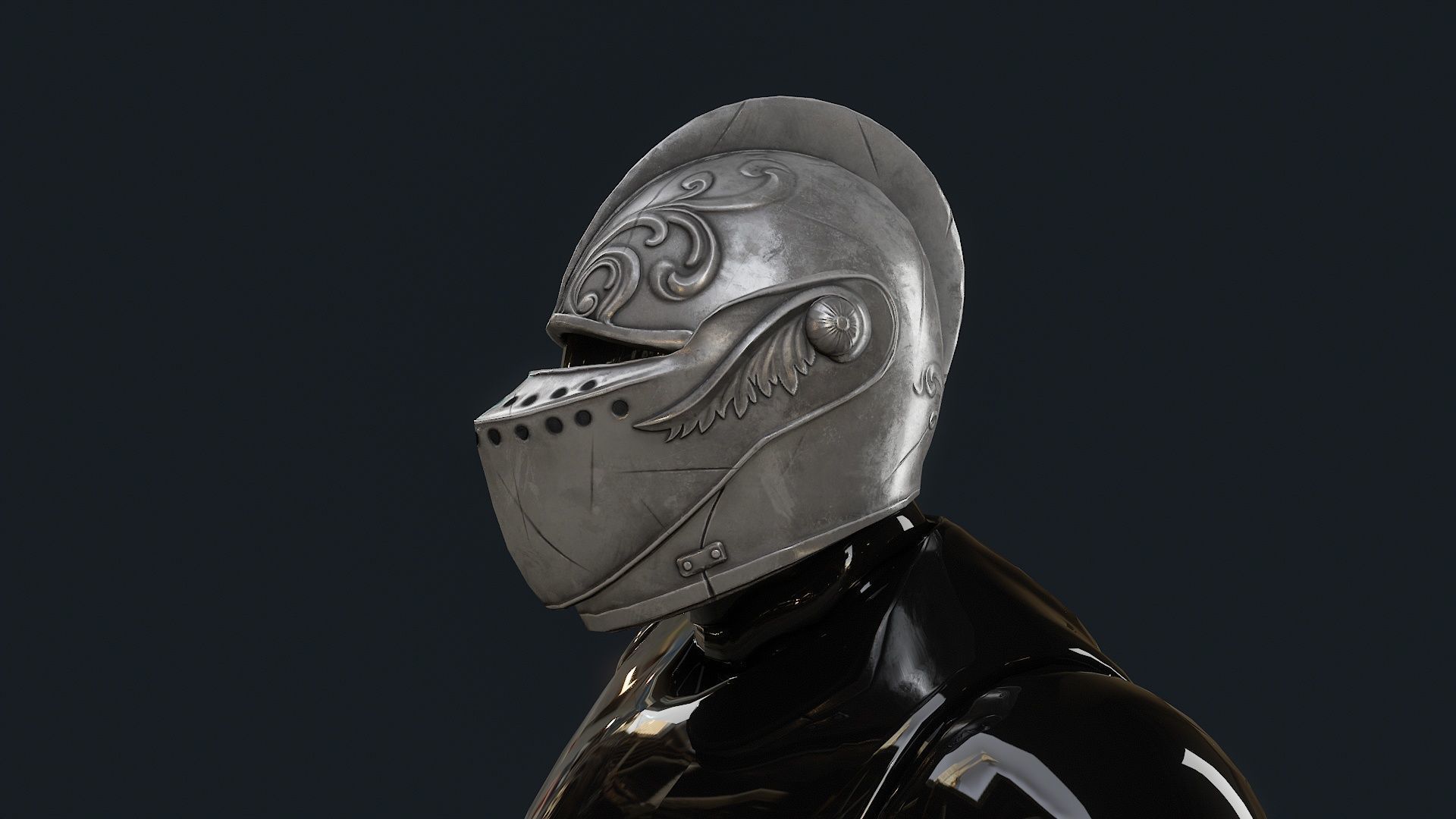 Iron Helmet 7 Low-poly 3D model_6