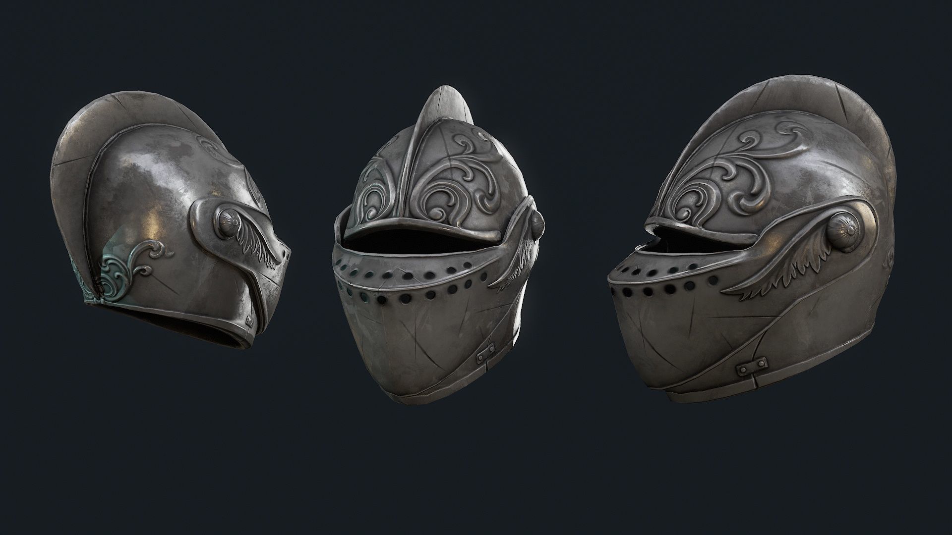 Iron Helmet 7 Low-poly 3D model_1