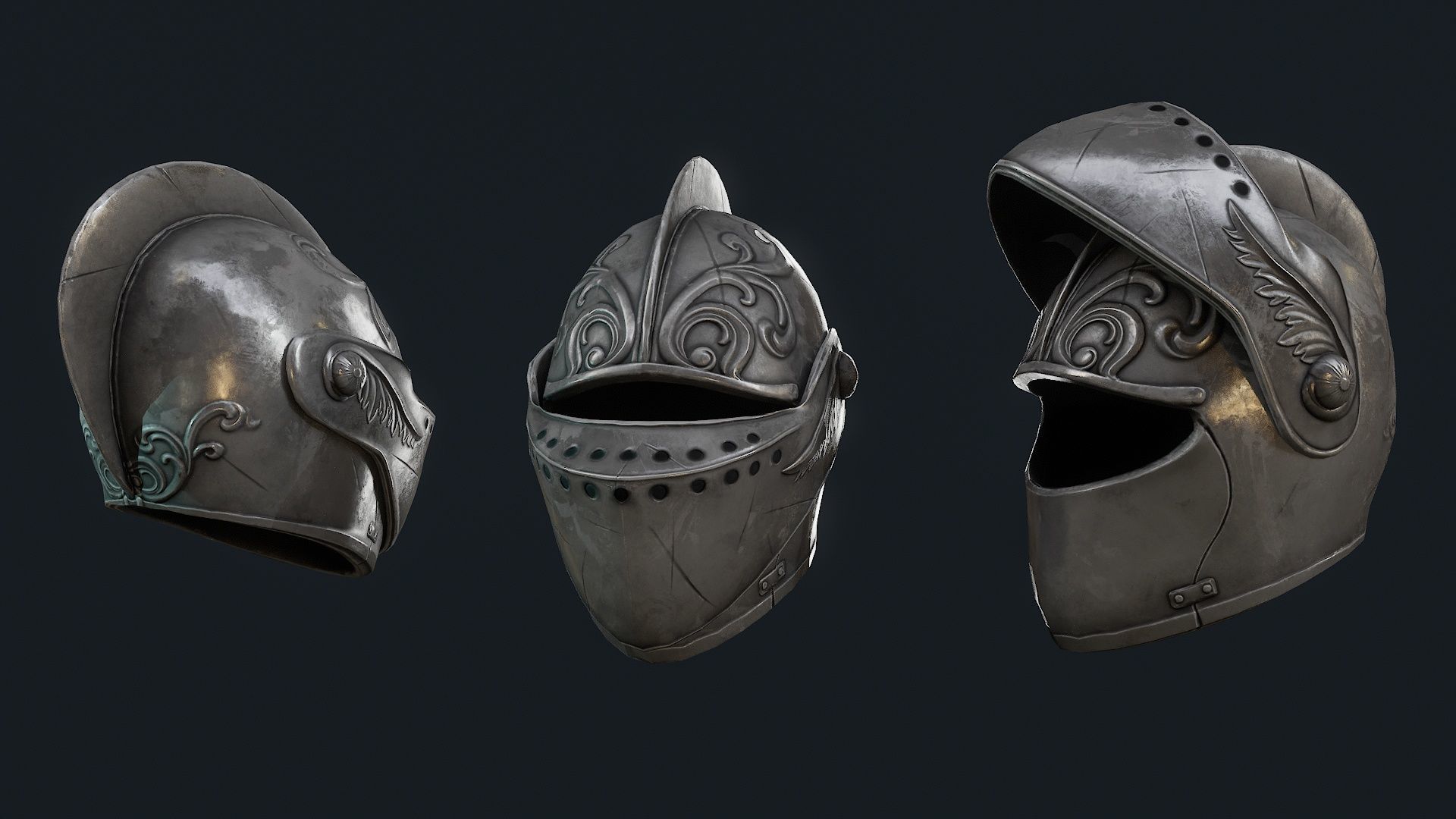 Iron Helmet 7 Low-poly 3D model_3
