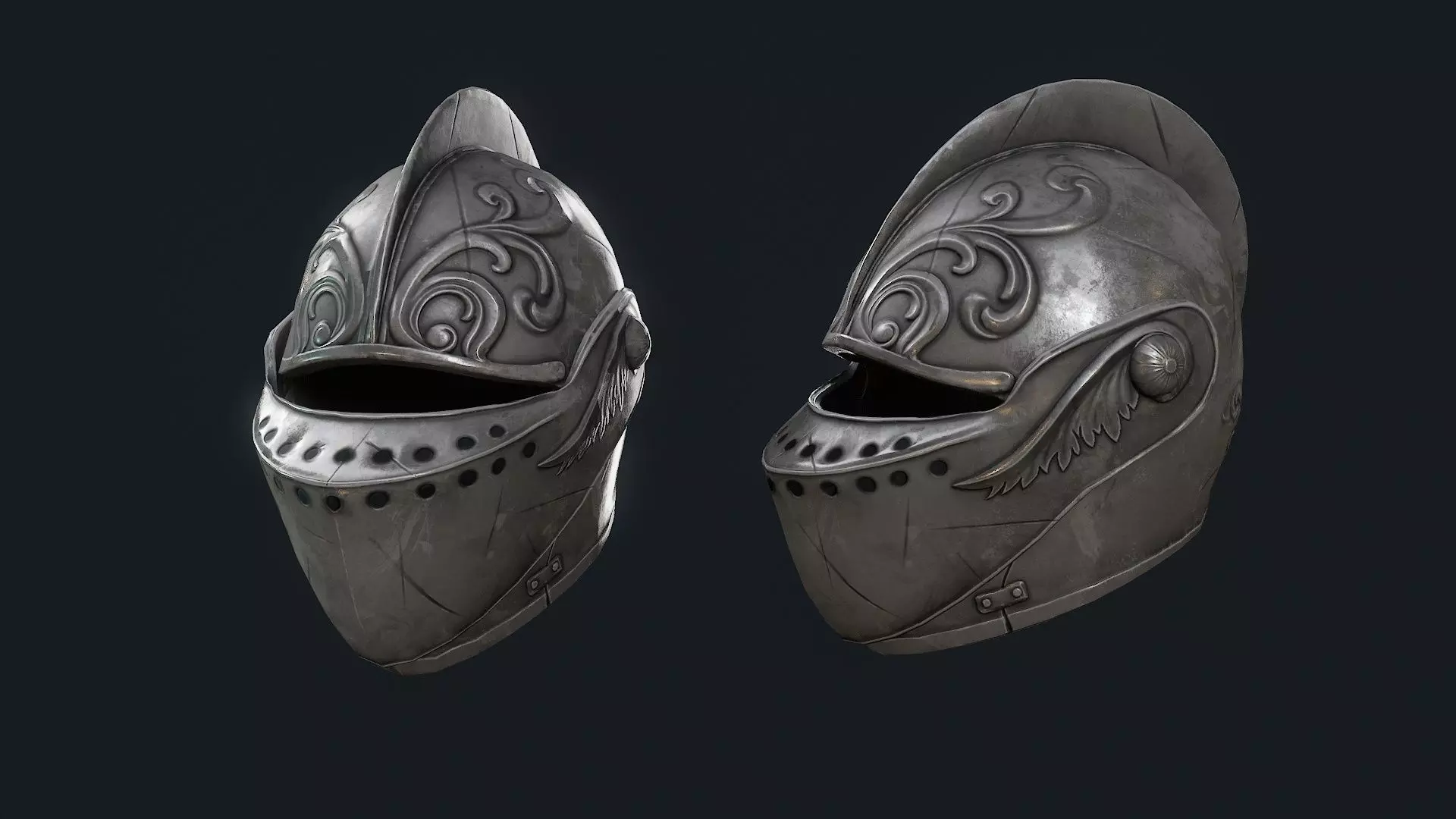 Iron Helmet 7 Low-poly 3D model_0