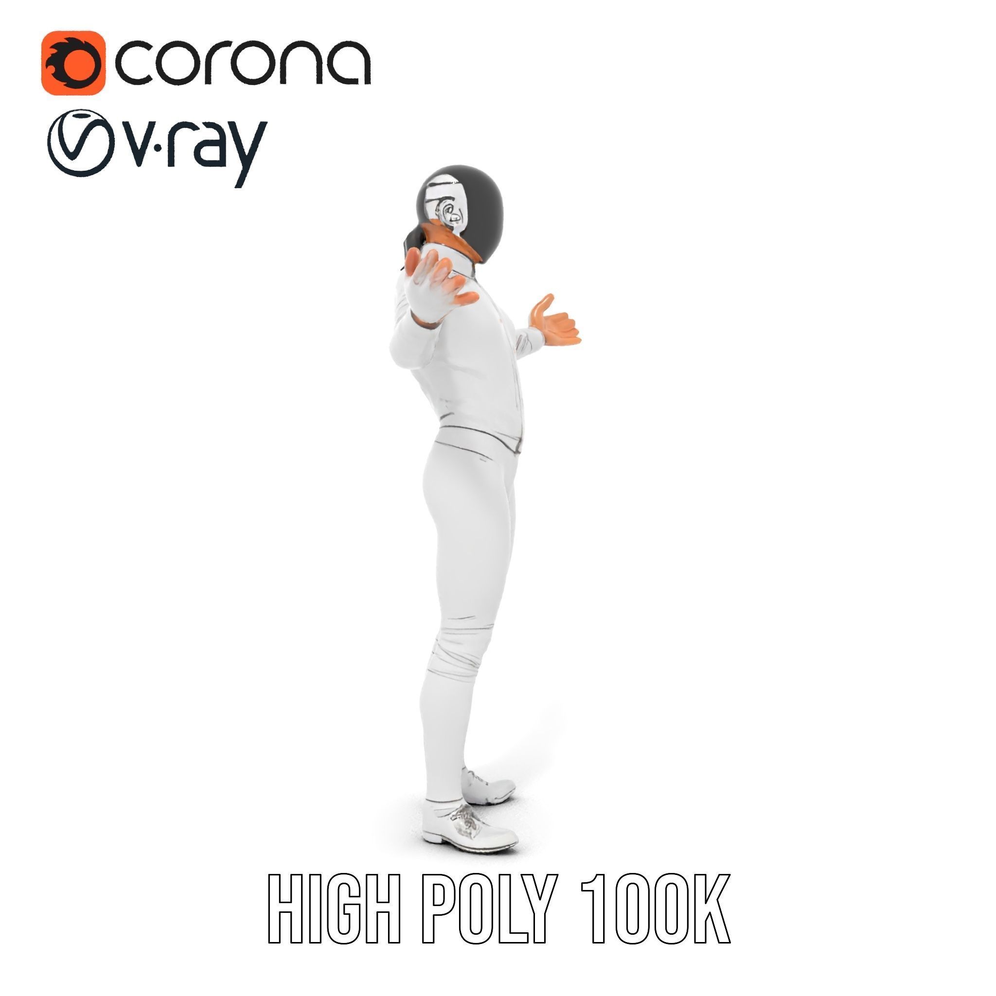 D Fencer Character Rigged and Animated with Fencing Gear Low-poly 3D model_26