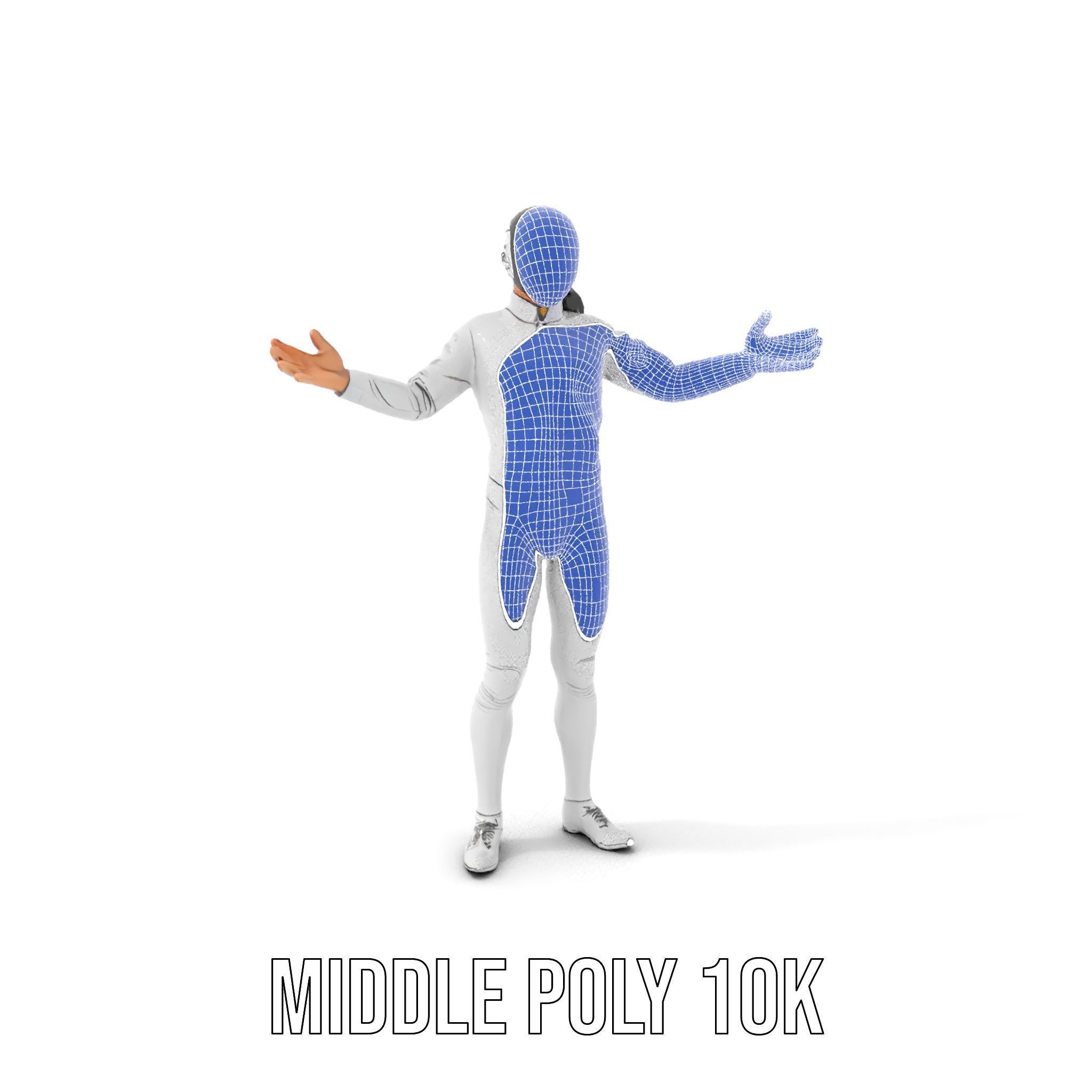 D Fencer Character Rigged and Animated with Fencing Gear Low-poly 3D model_15