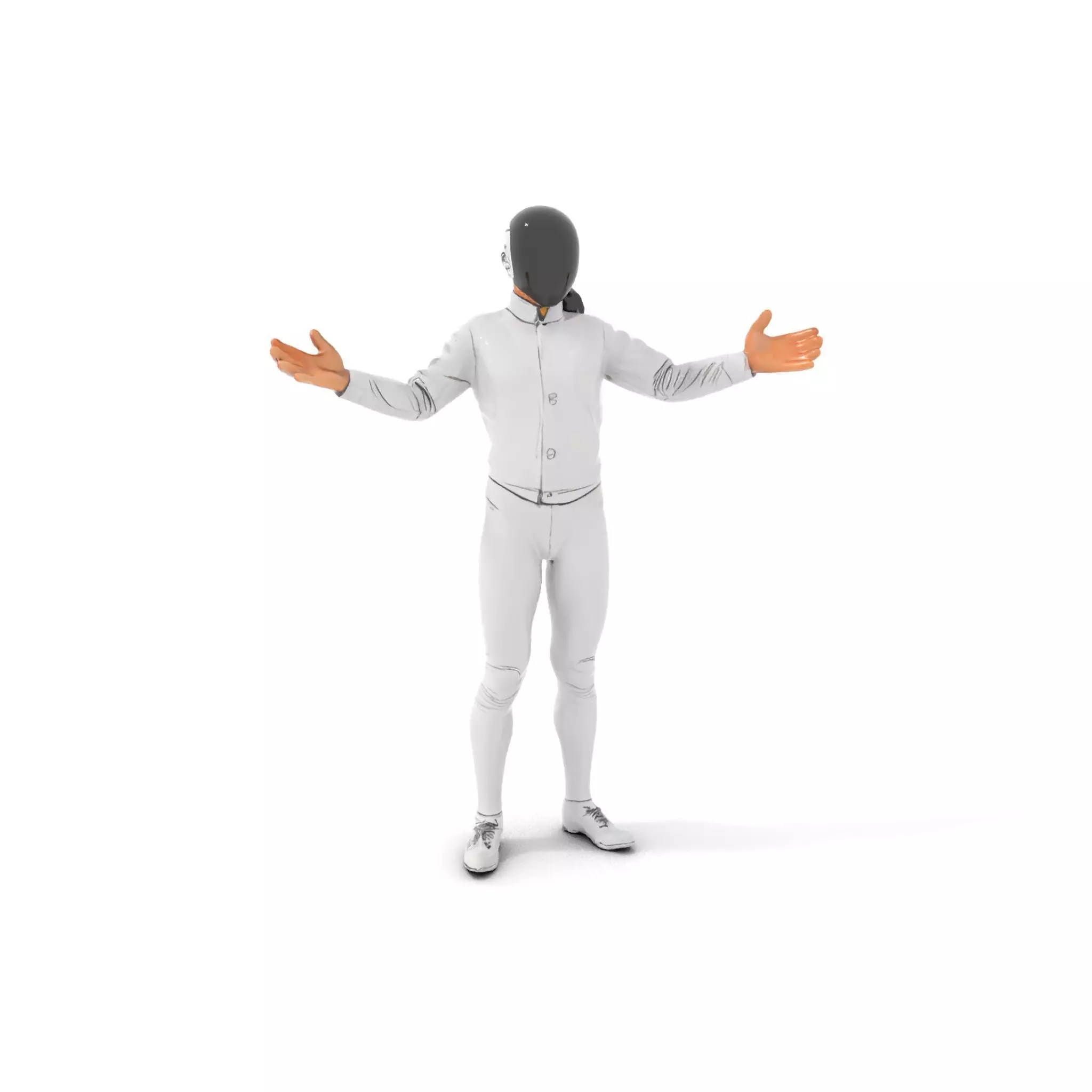 D Fencer Character Rigged and Animated with Fencing Gear Low-poly 3D model_0