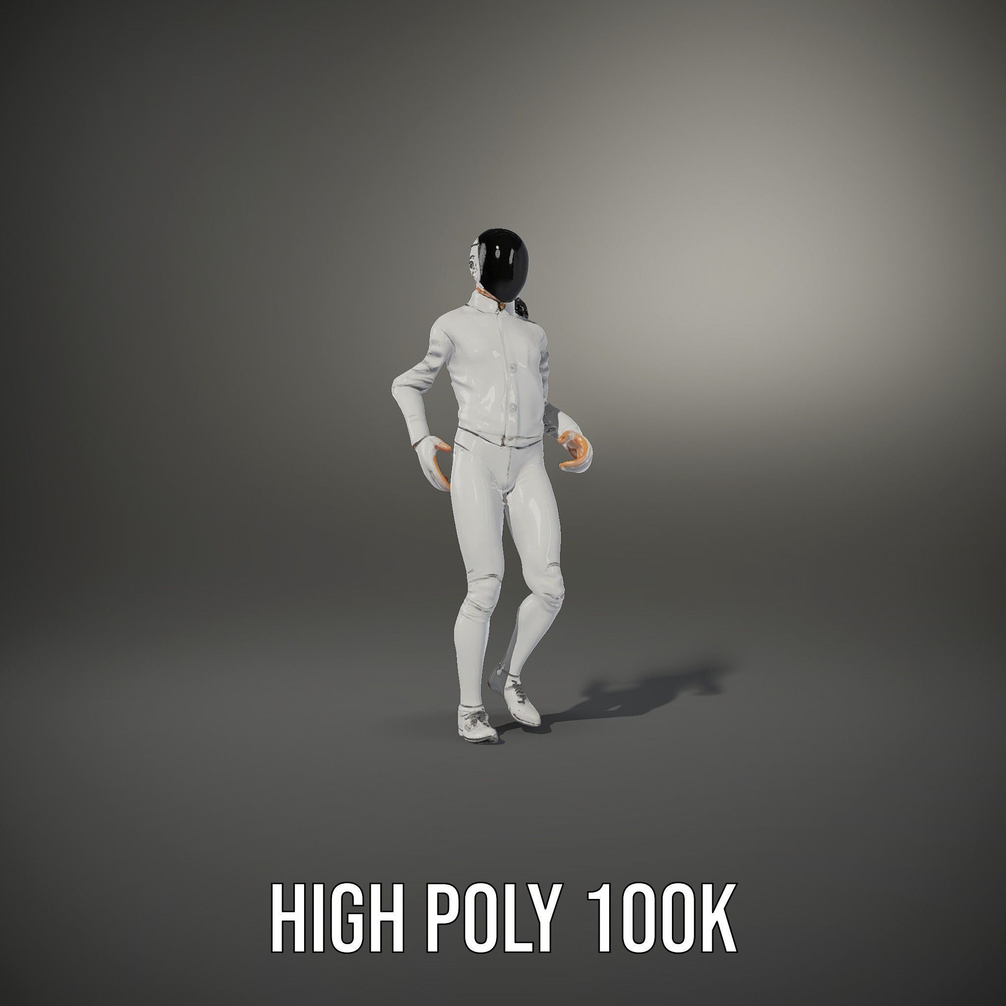 D Fencer Character Rigged and Animated with Fencing Gear Low-poly 3D model_9