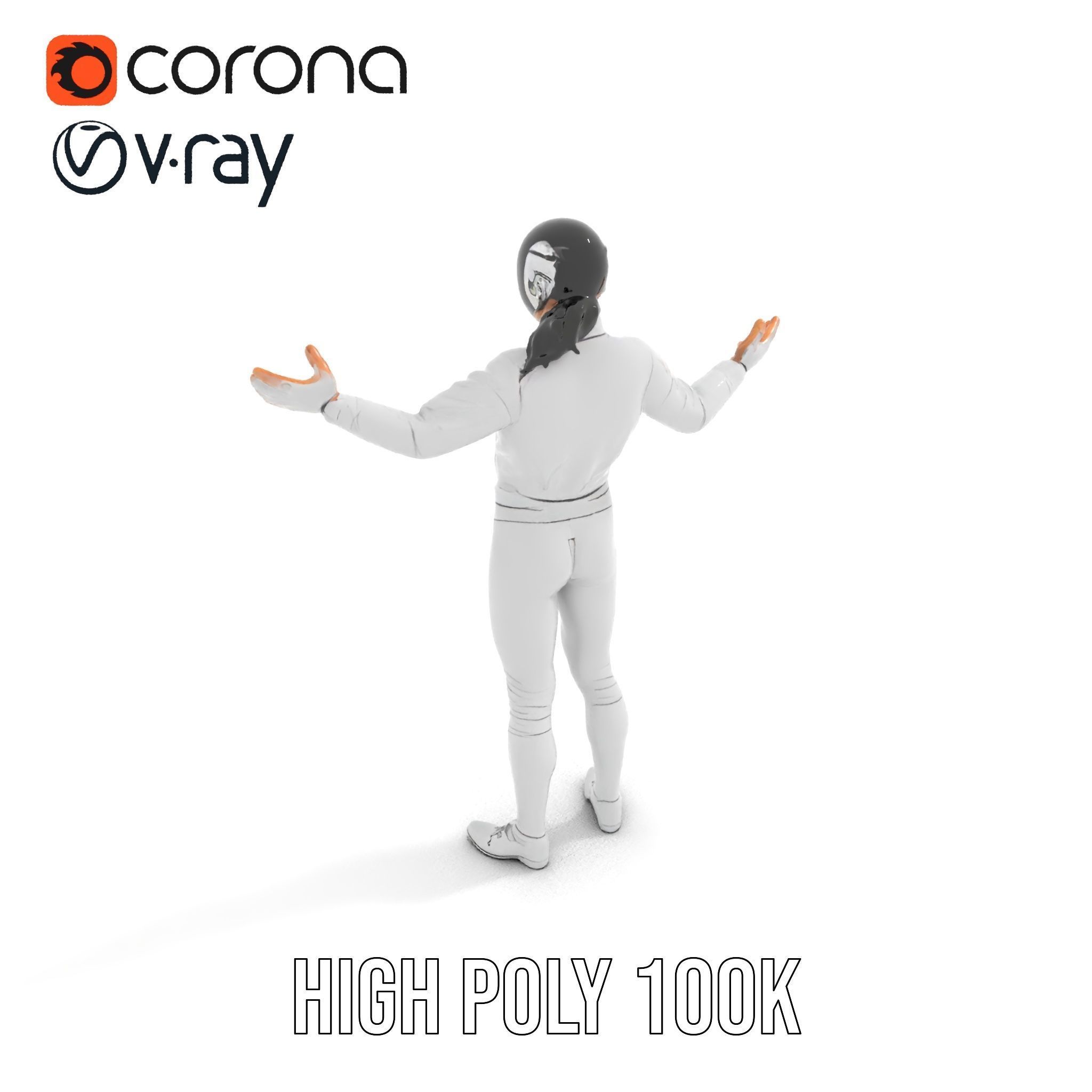 D Fencer Character Rigged and Animated with Fencing Gear Low-poly 3D model_23